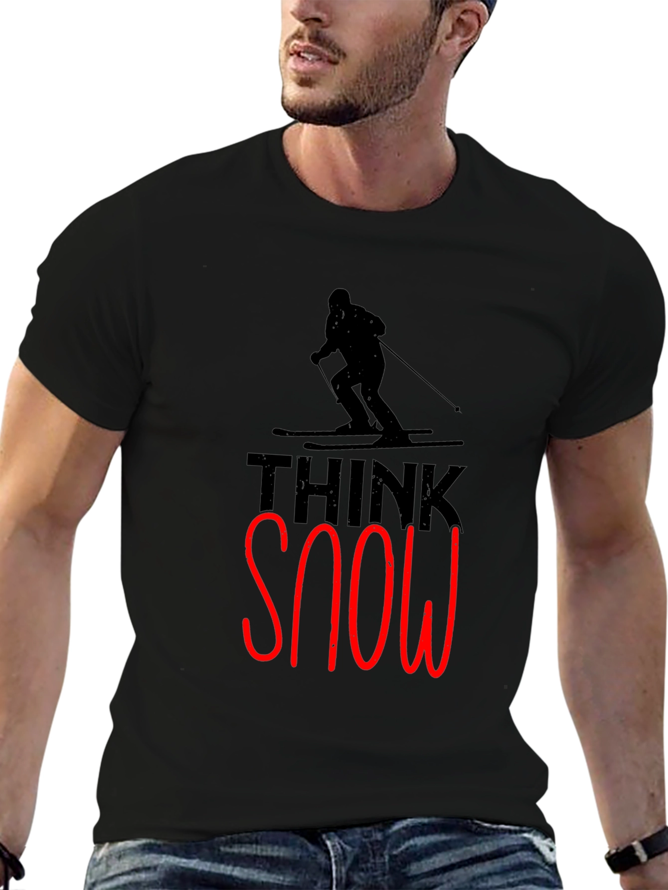 Think Snow Graphic Tee | Skier Silhouette T-Shirt