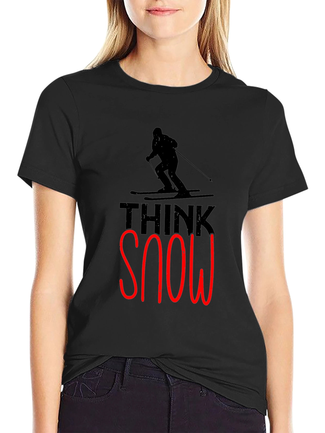 Think Snow Graphic Tee | Skier Silhouette T-Shirt