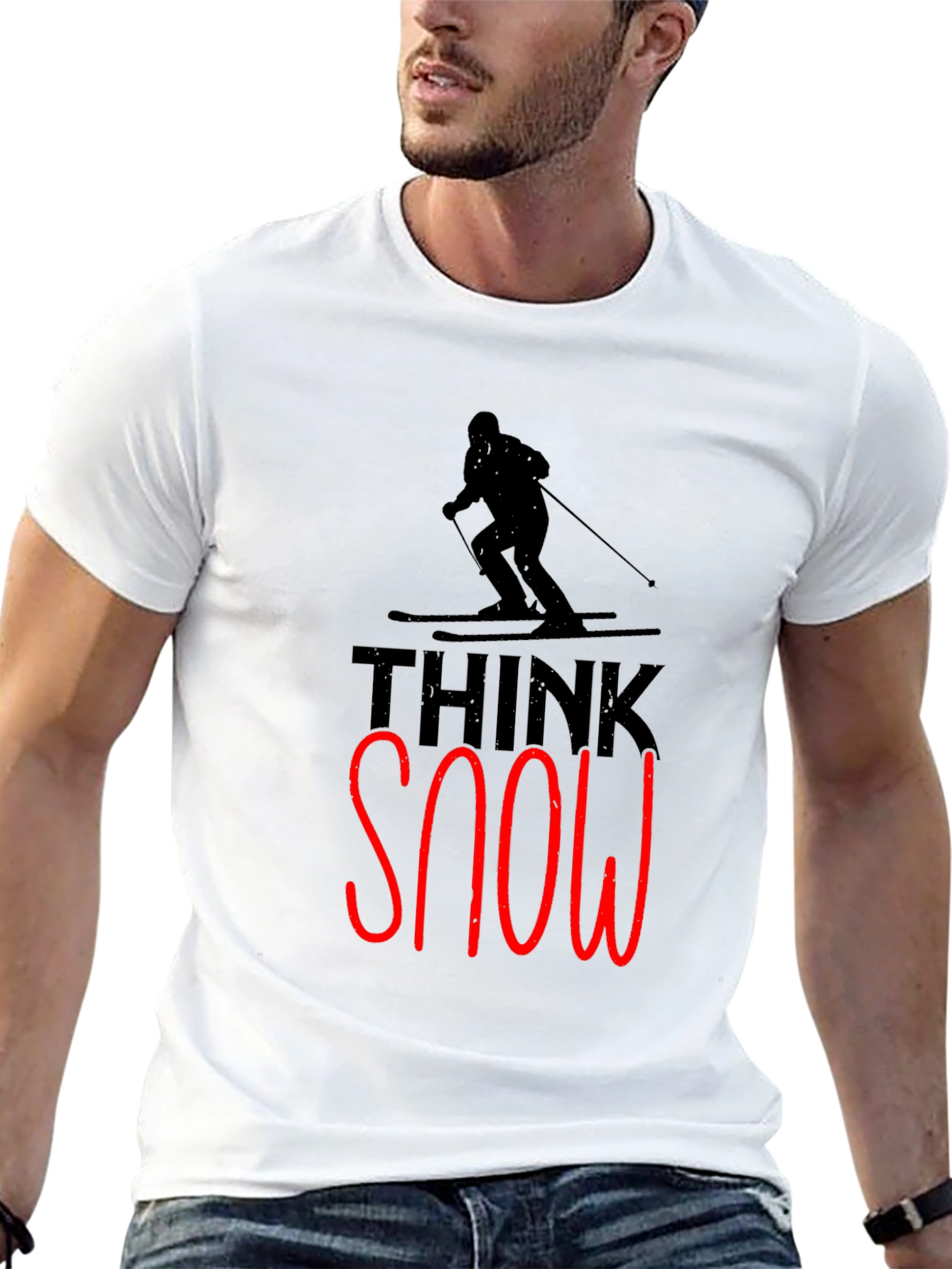 Think Snow Graphic Tee | Skier Silhouette T-Shirt