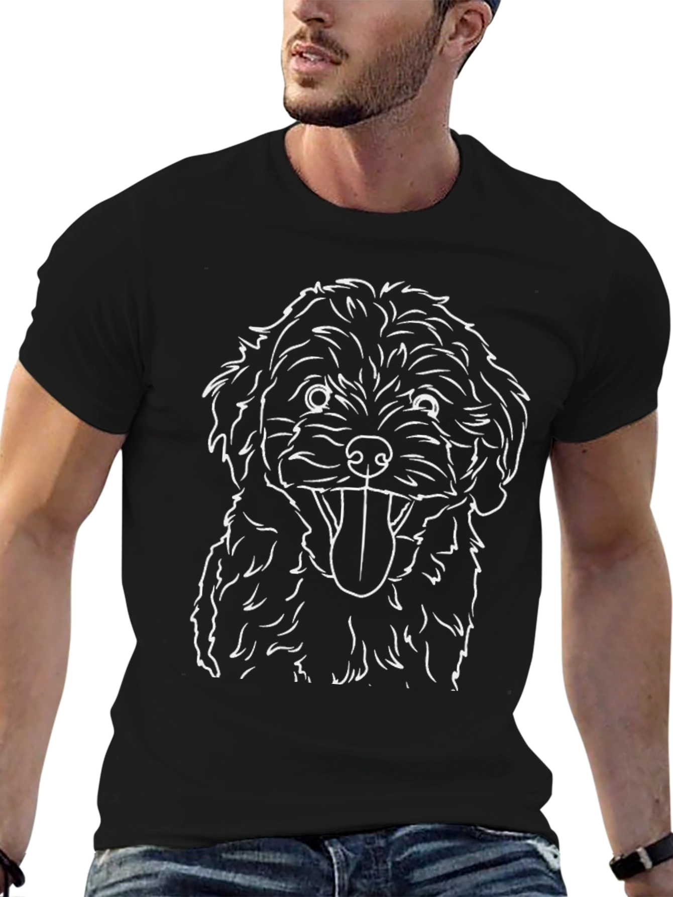 Dog Graphic Tee - Black Cotton Blend