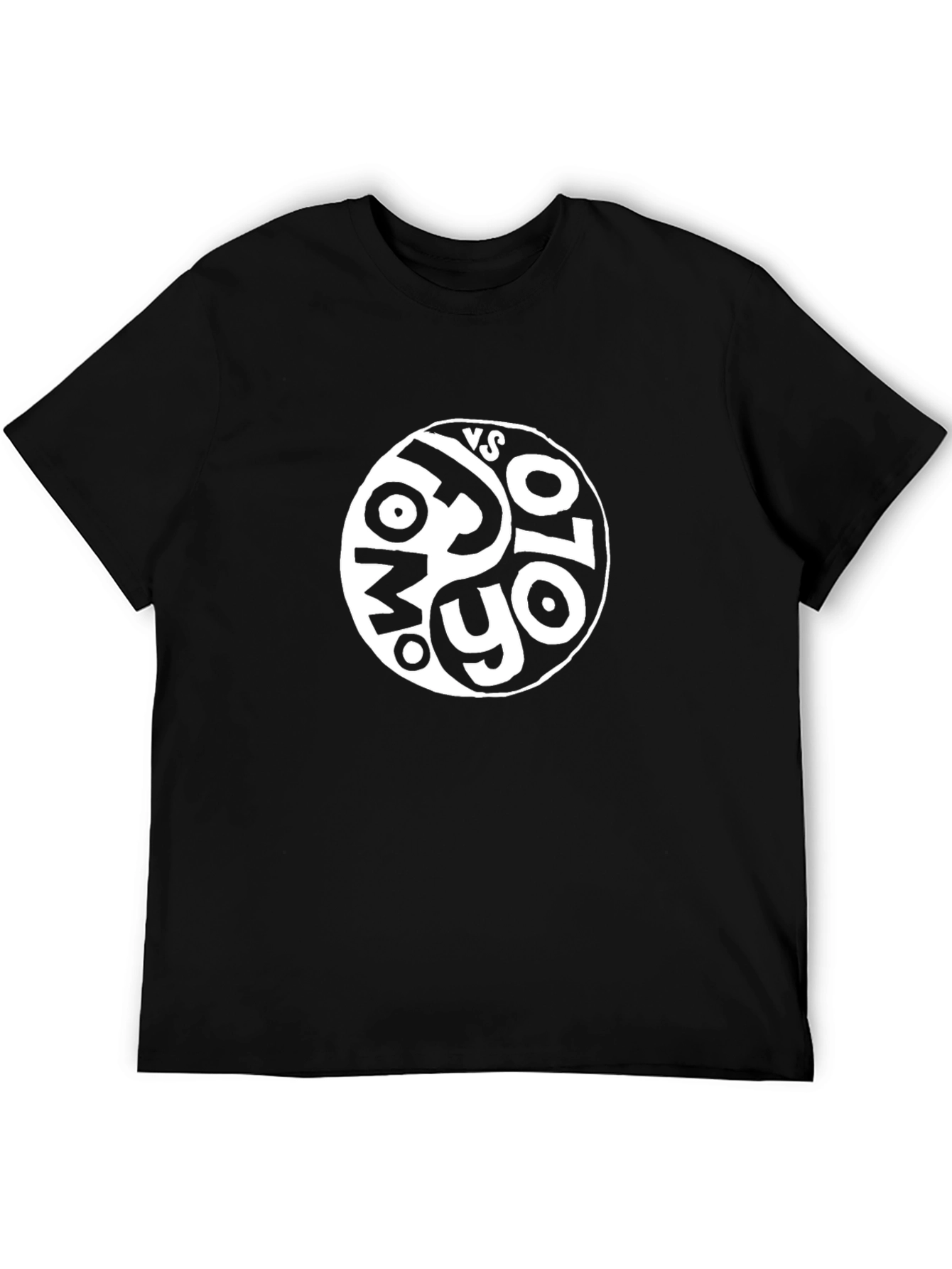 Black T-Shirt with Yin Yang Style Graphic Design