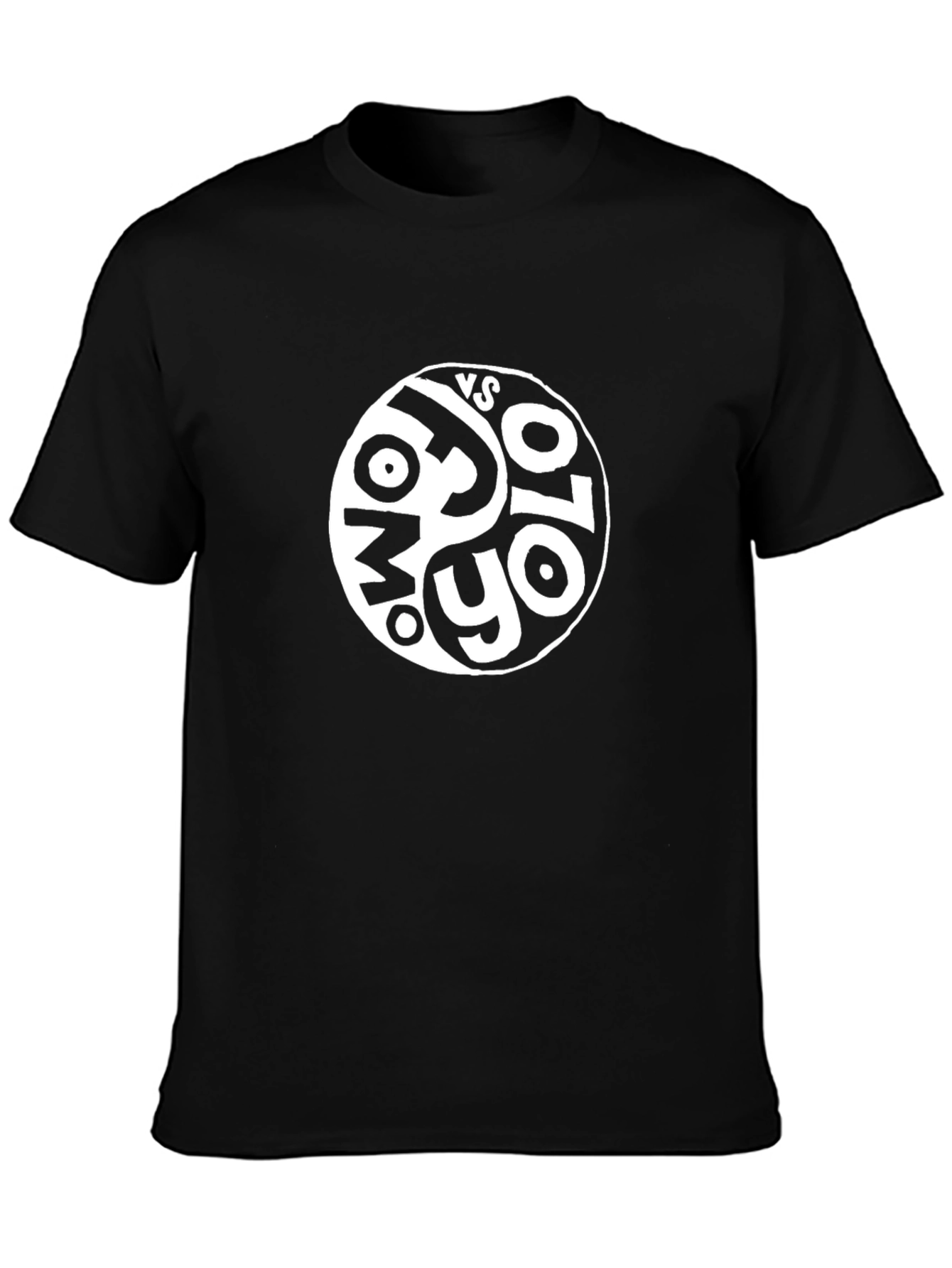 Black T-Shirt with Yin Yang Style Graphic Design