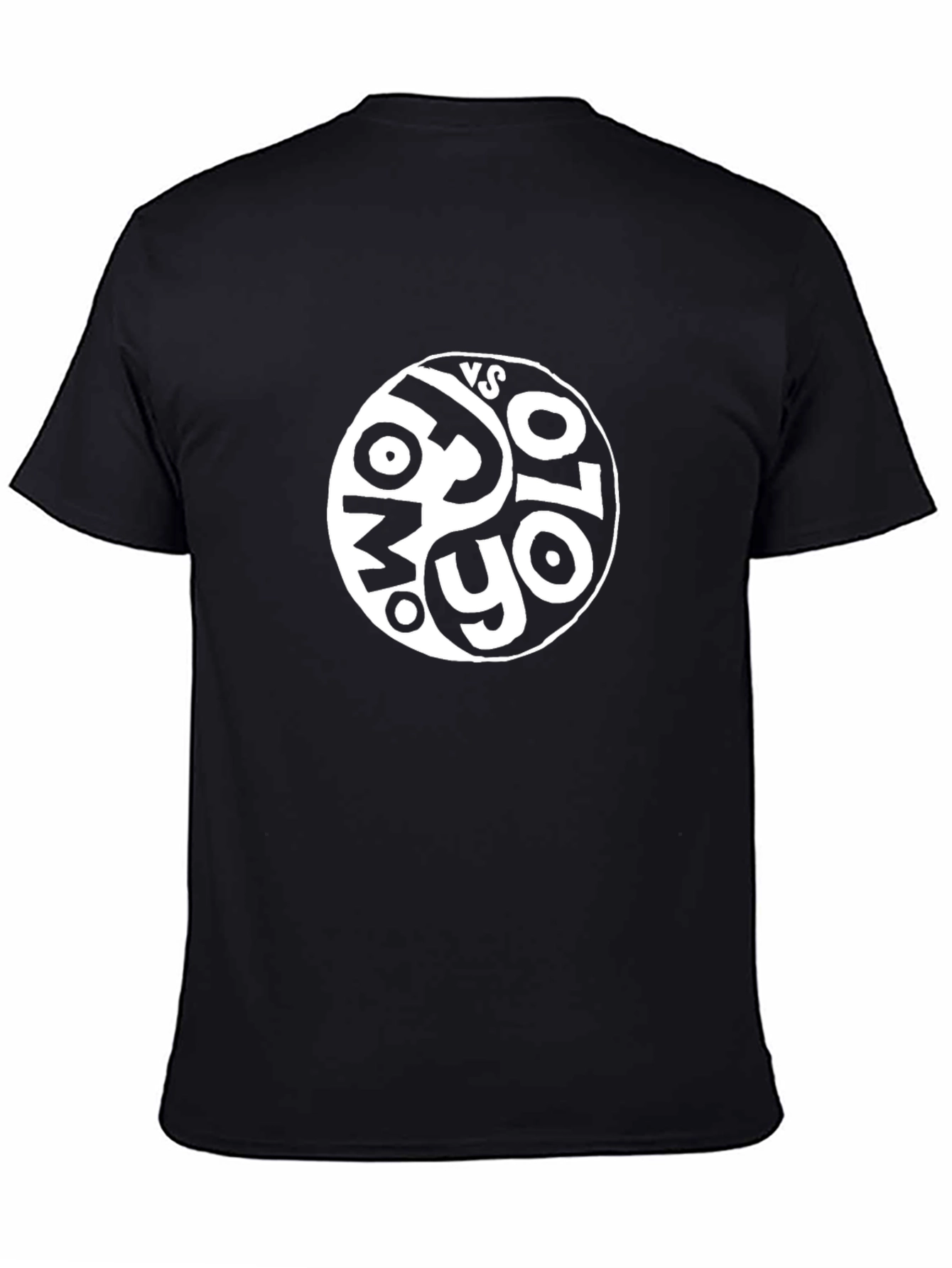 Black T-Shirt with Yin Yang Style Graphic Design