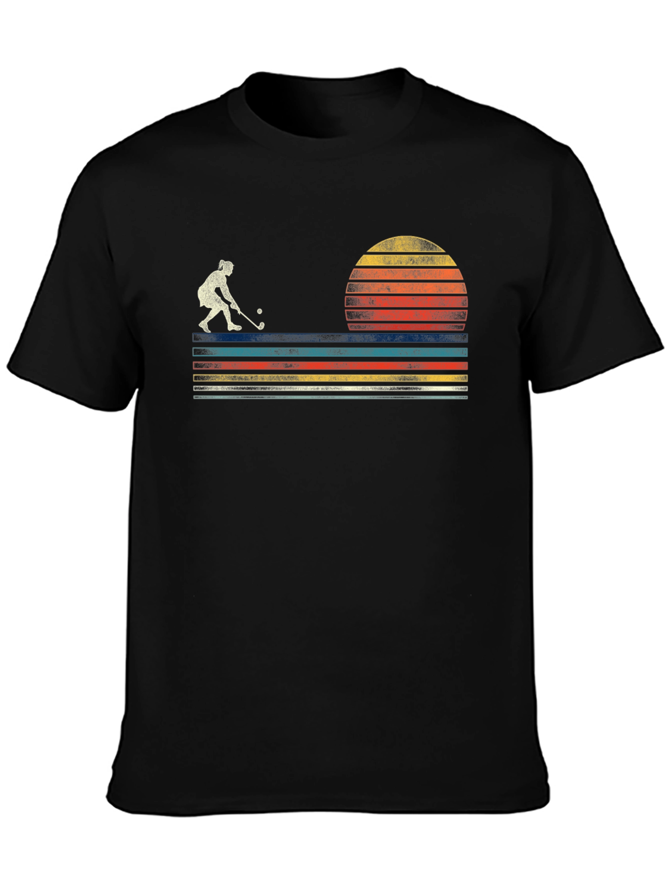 Retro Sunset Field Hockey T-Shirt