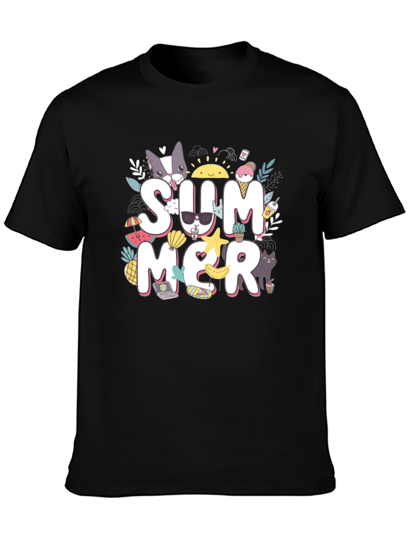 Summer Graphic T-Shirt: Cats Ice Cream and Sunshine!
