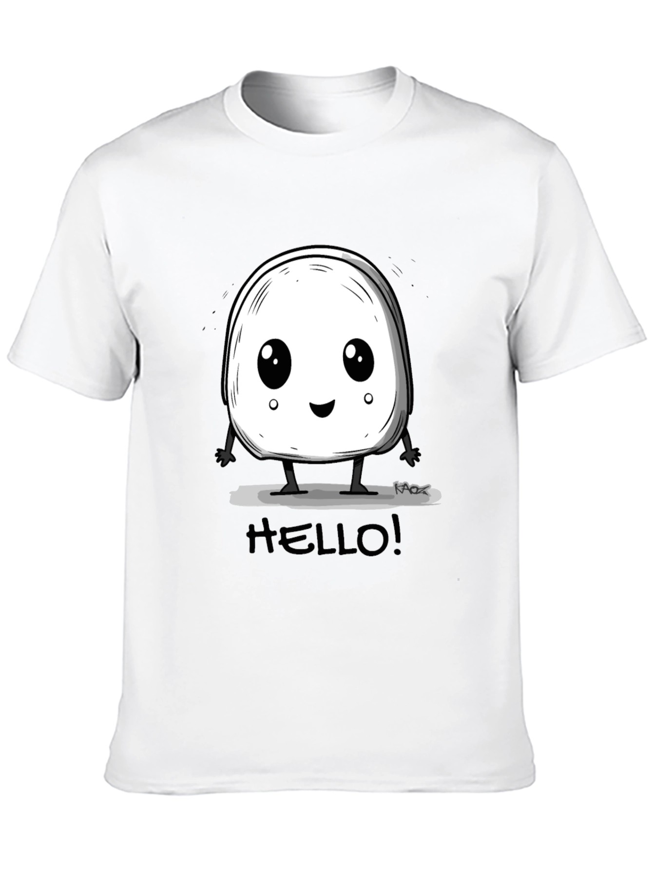 Cute Hello Character Black Graphic Tee