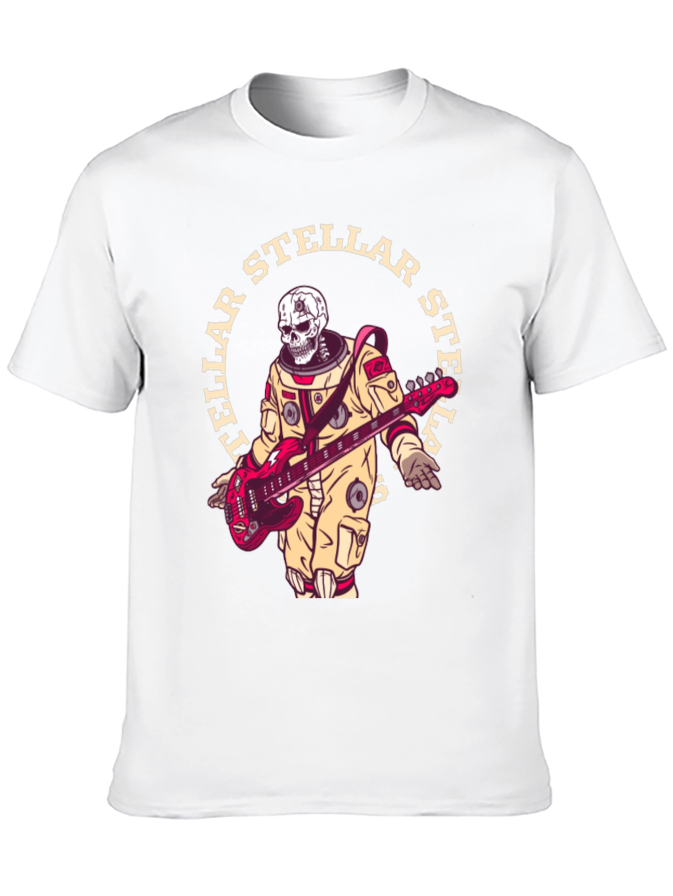 Stellar Skeleton Astronaut Guitarist Black T-Shirt