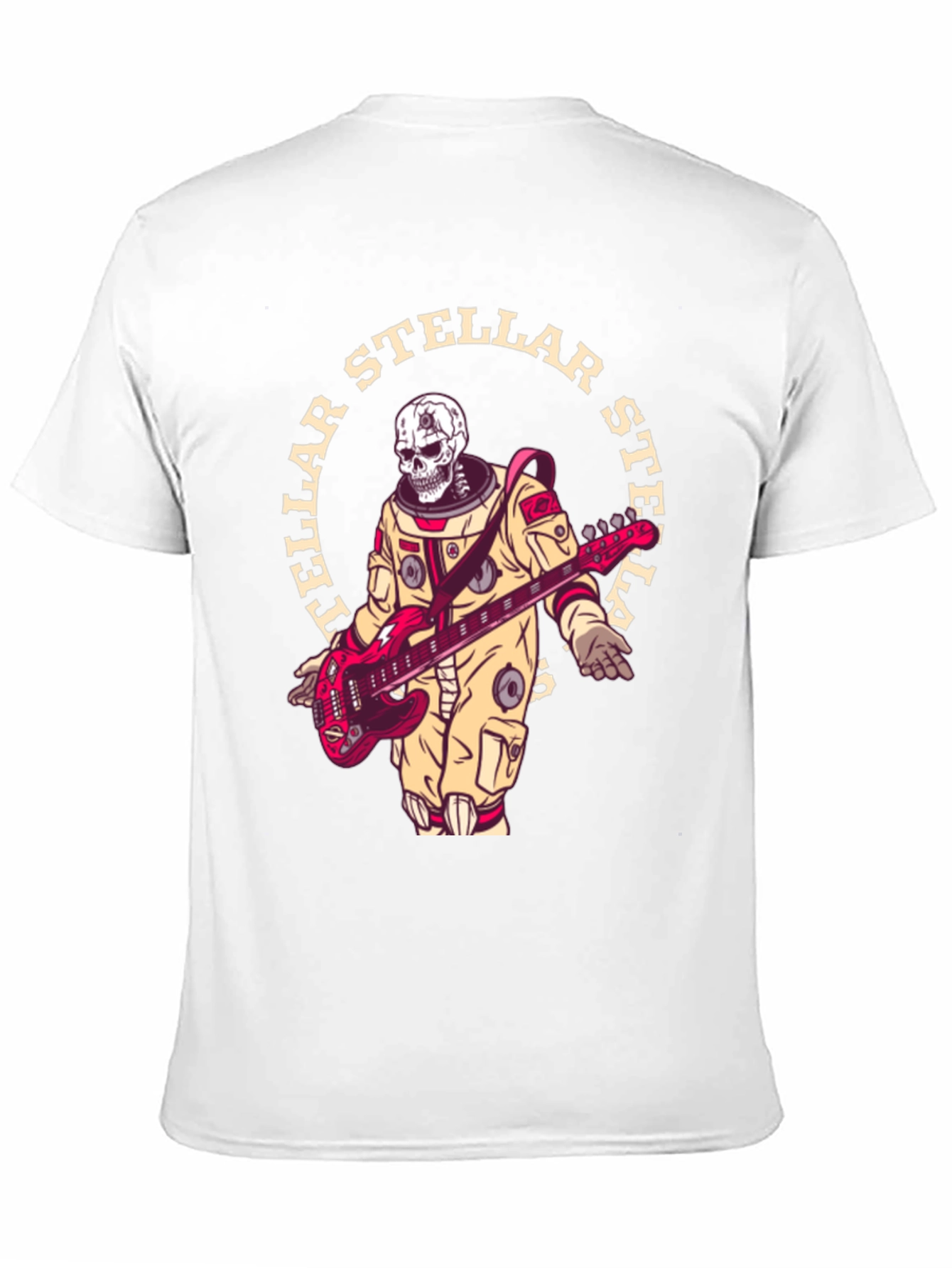 Stellar Skeleton Astronaut Guitarist Black T-Shirt