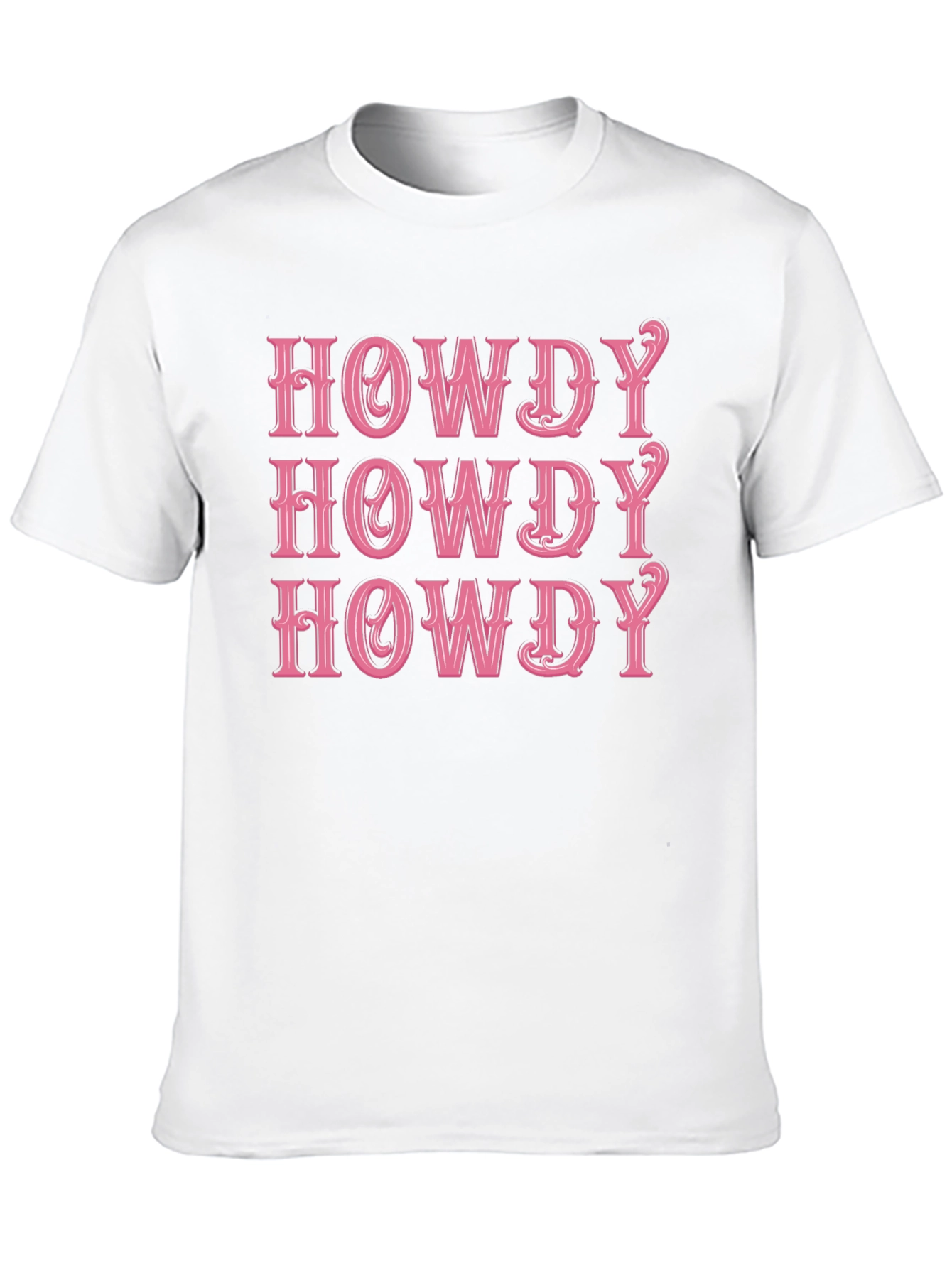 Howdy Graphic Tee - Western Style Pink Text Design