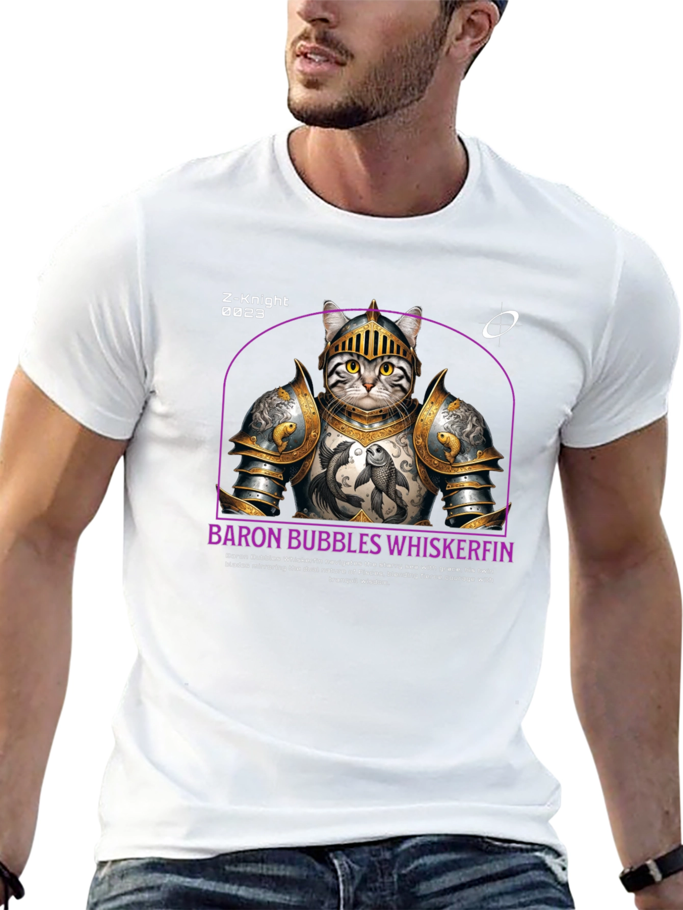 Knight Cat T-Shirt - Baron Bubbles Whiskerfin