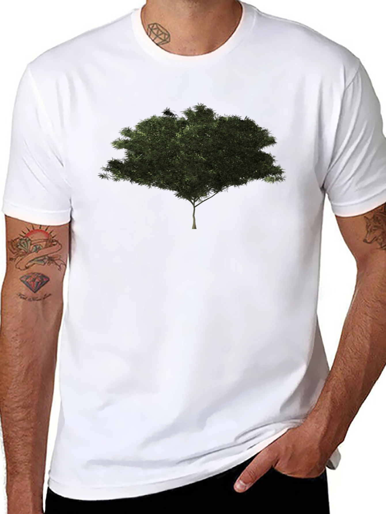 Nature Tree Graphic Black Cotton T-Shirt