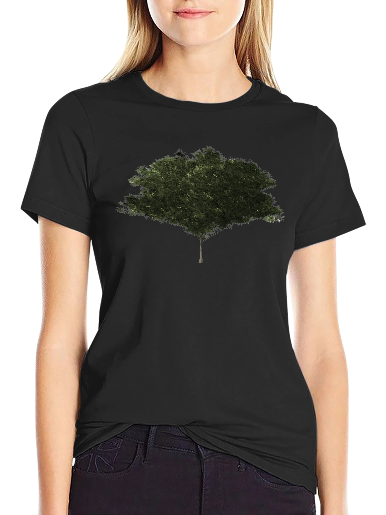 Nature Tree Graphic Black Cotton T-Shirt