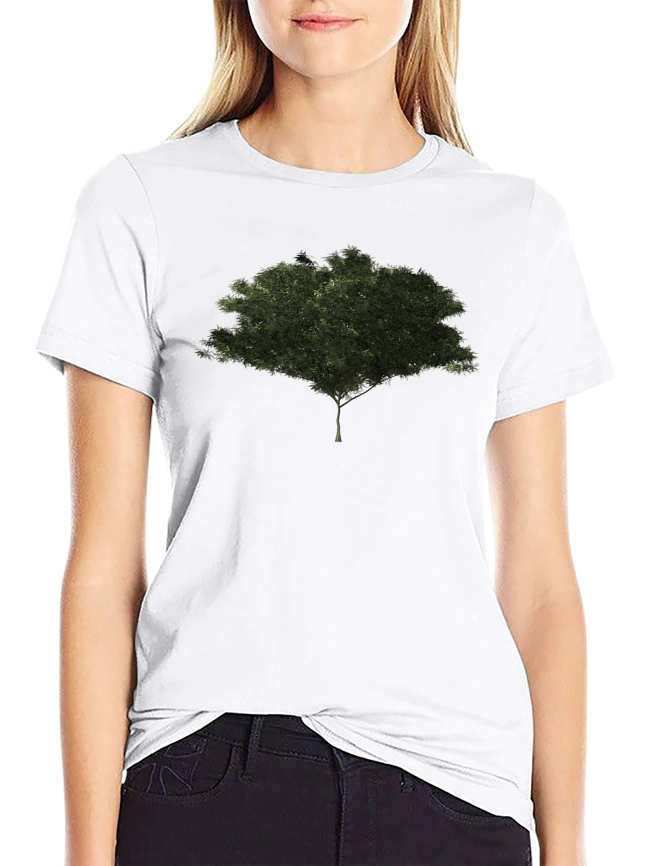 Nature Tree Graphic Black Cotton T-Shirt