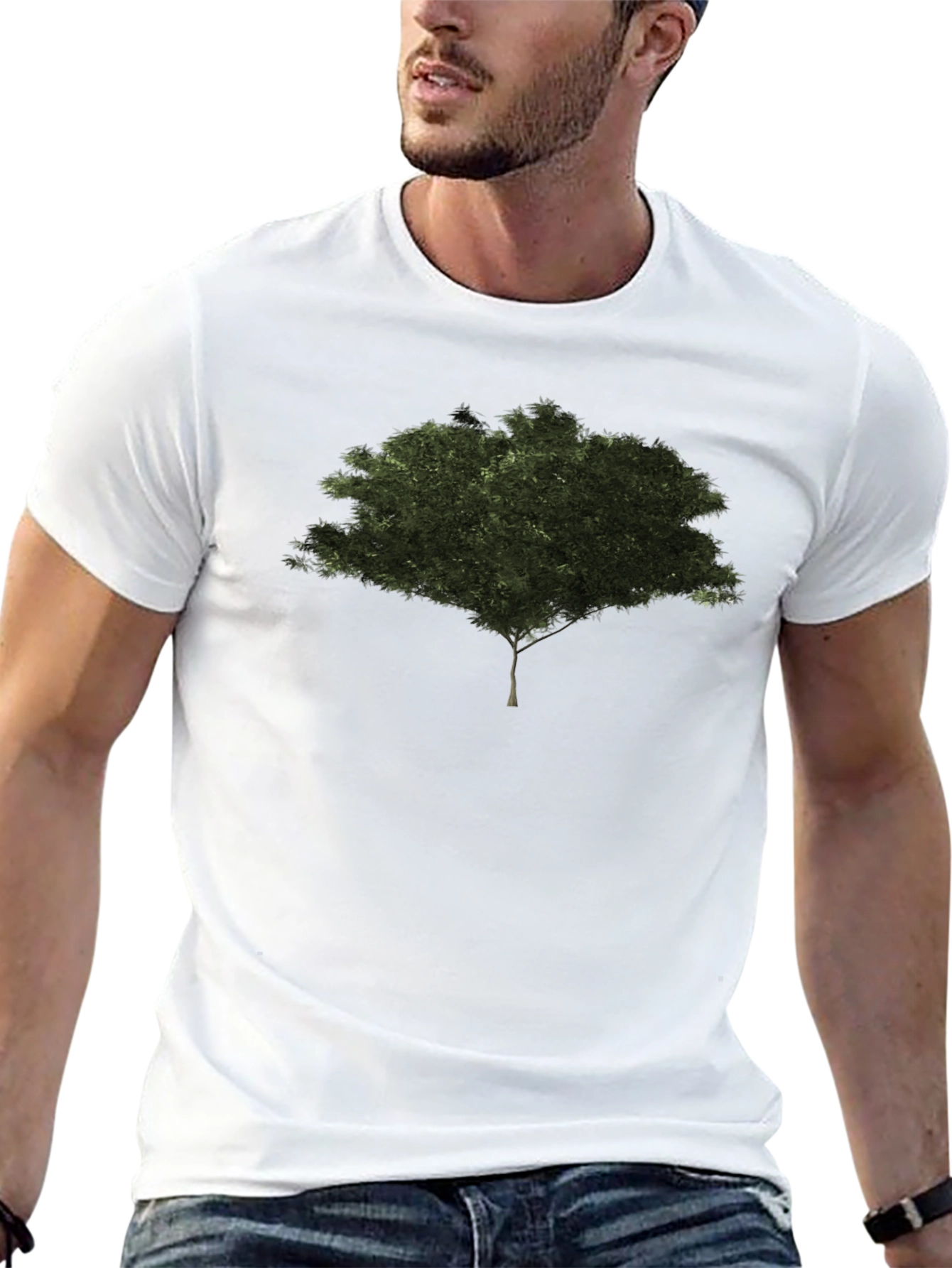 Nature Tree Graphic Black Cotton T-Shirt