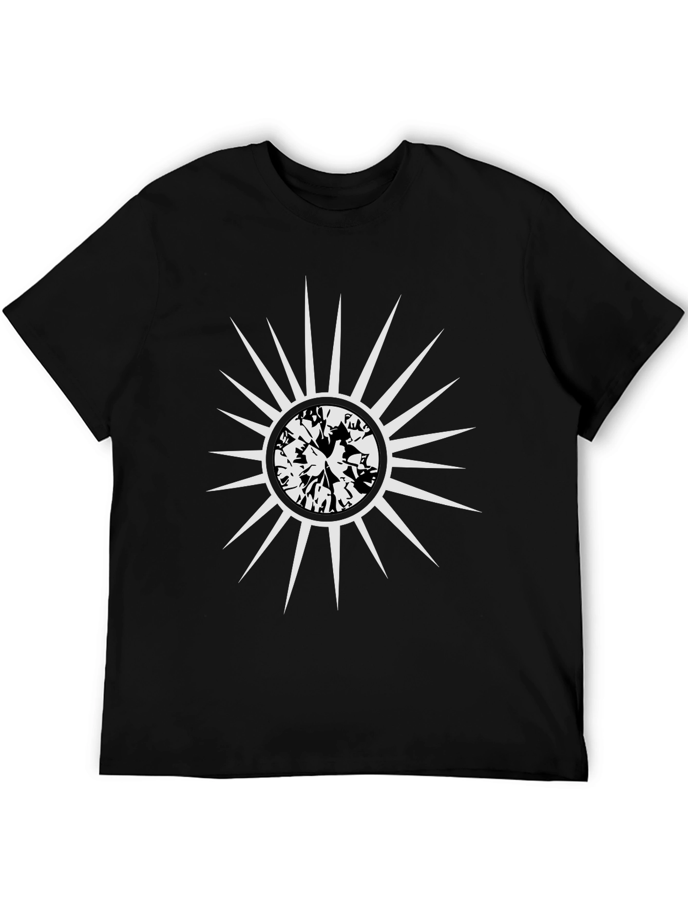 Sunburst Graphic Tee - Stylish Mens Black T-Shirt