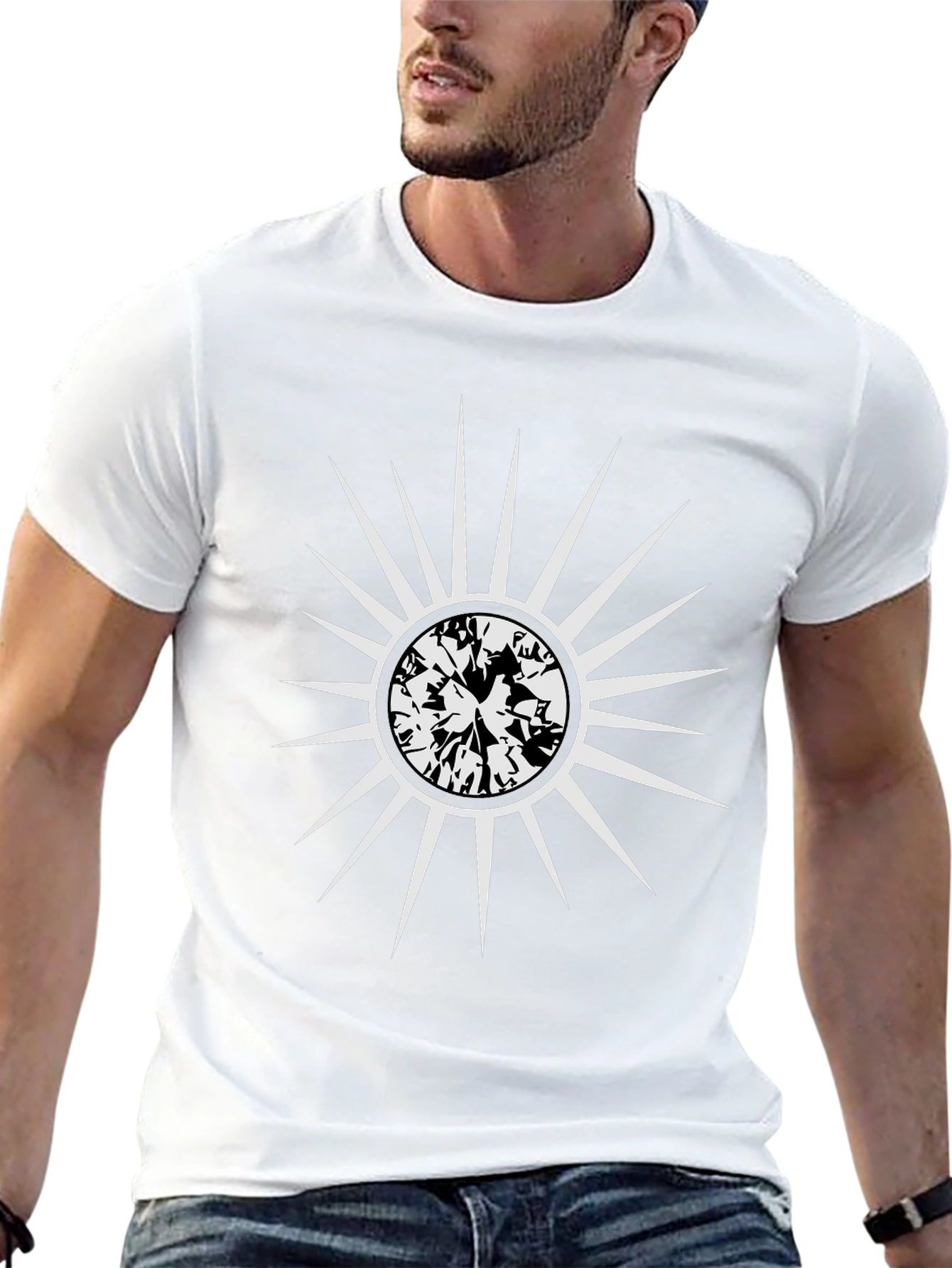 Sunburst Graphic Tee - Stylish Mens Black T-Shirt