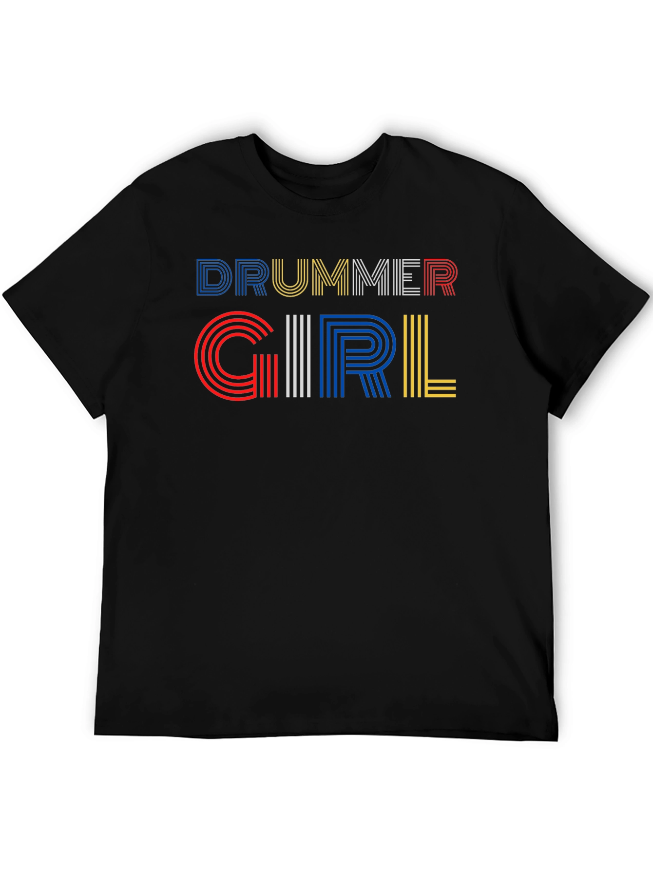 Drummer Girl Graphic Tee - Black Cotton T-Shirt