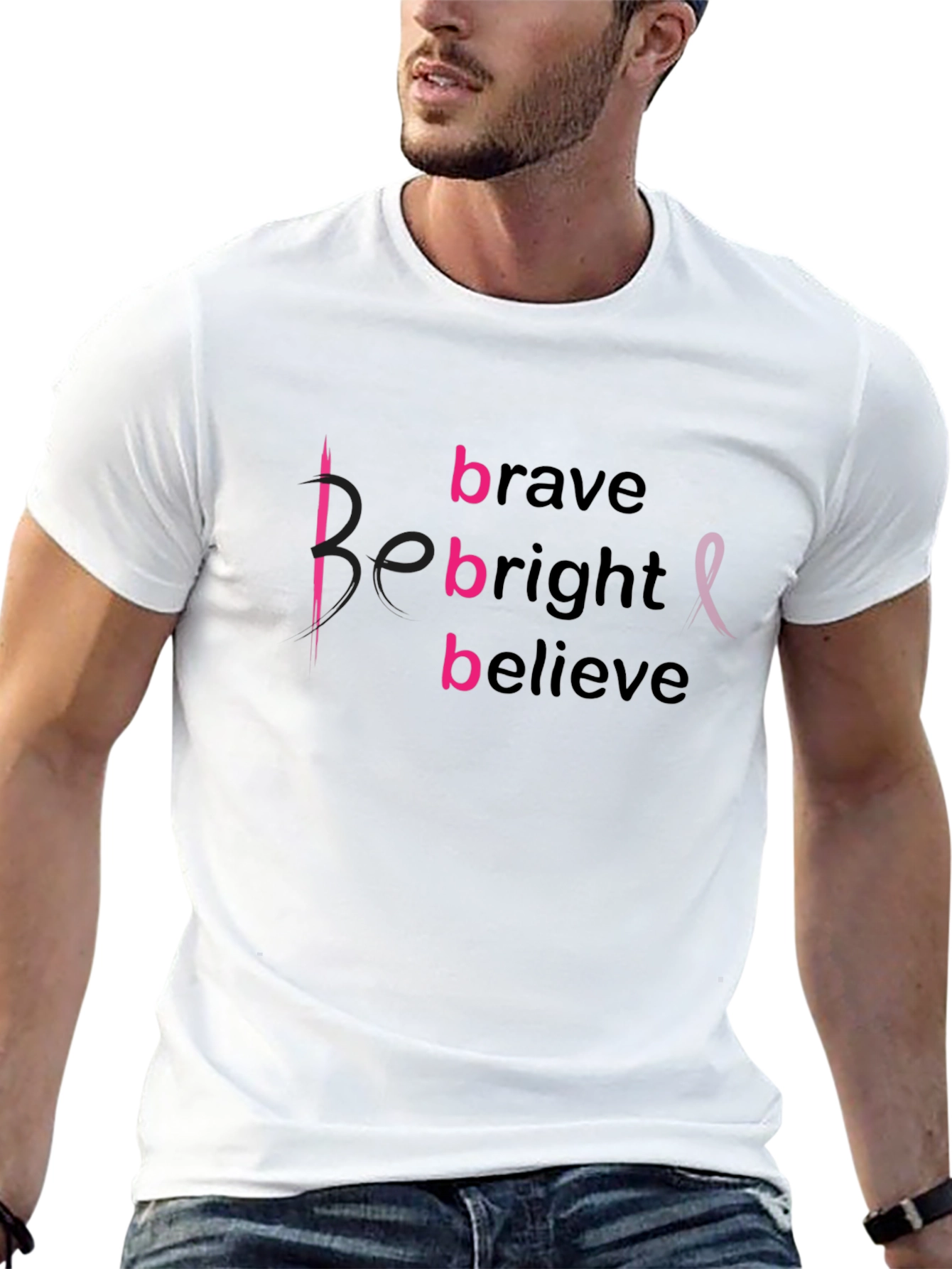 Be Brave Bright Believe Breast Cancer Awareness T-Shirt