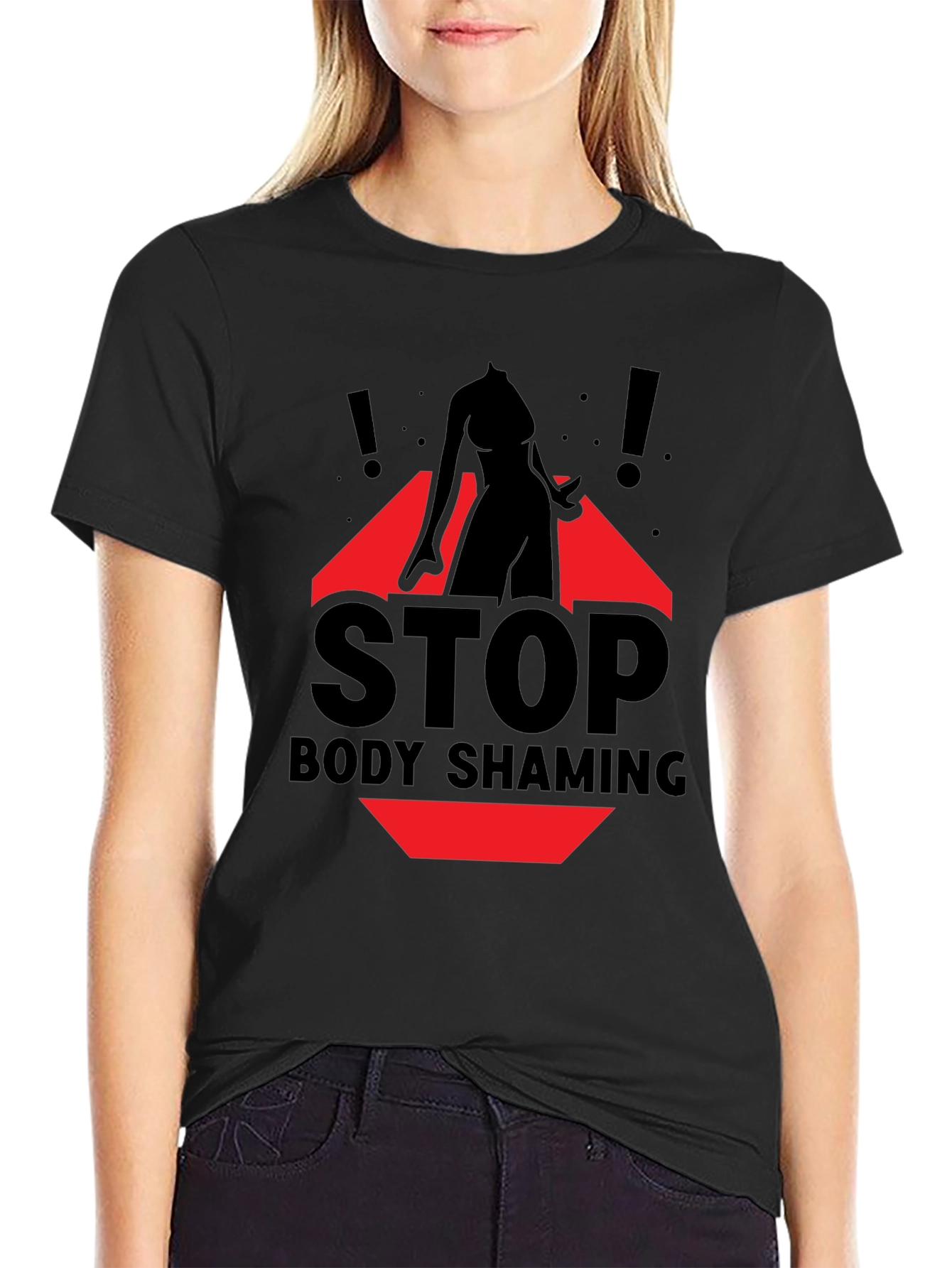 Stop Body Shaming Graphic Tee - Black