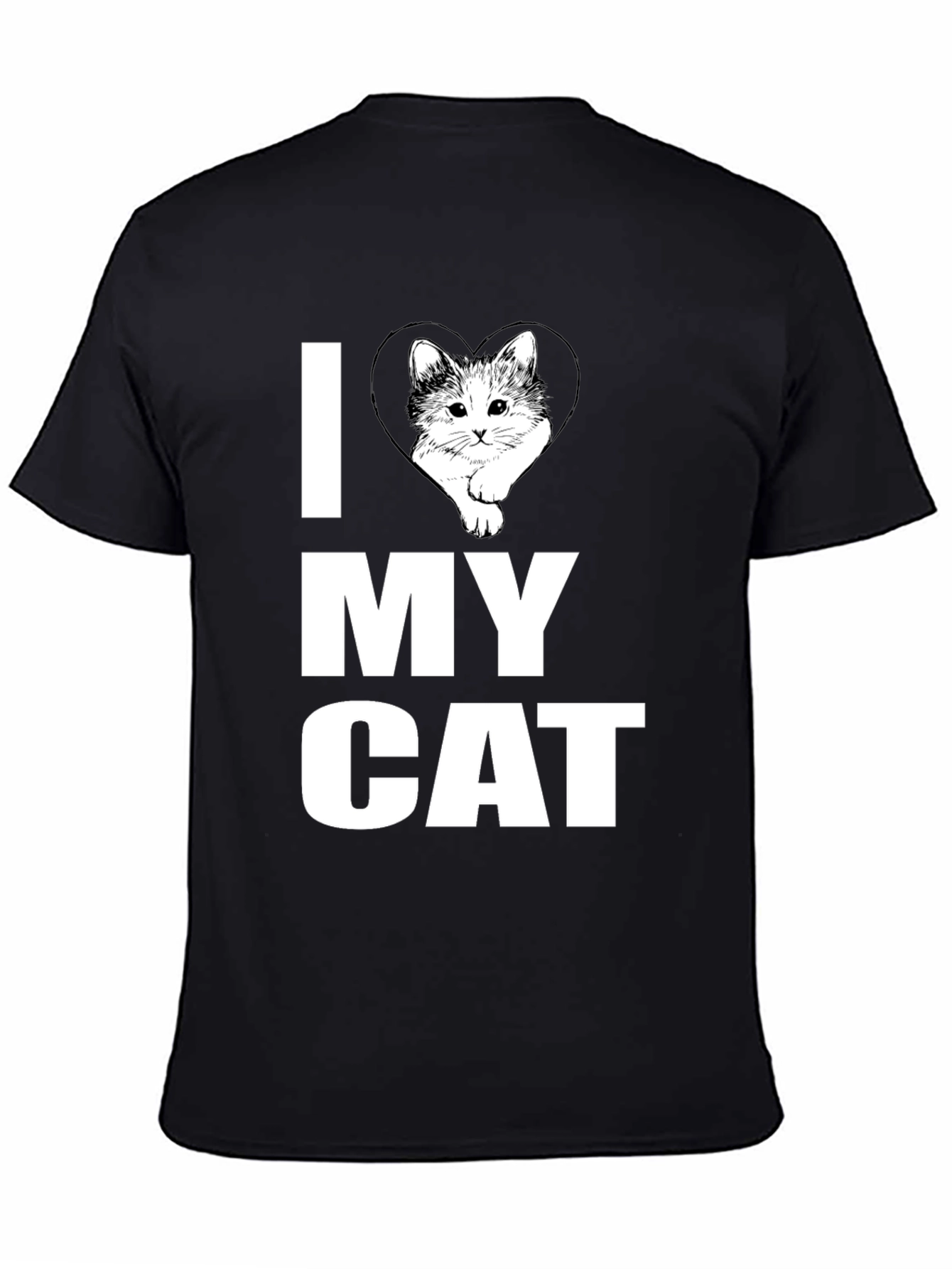 I Heart My Cat Graphic T-Shirt Black Cotton
