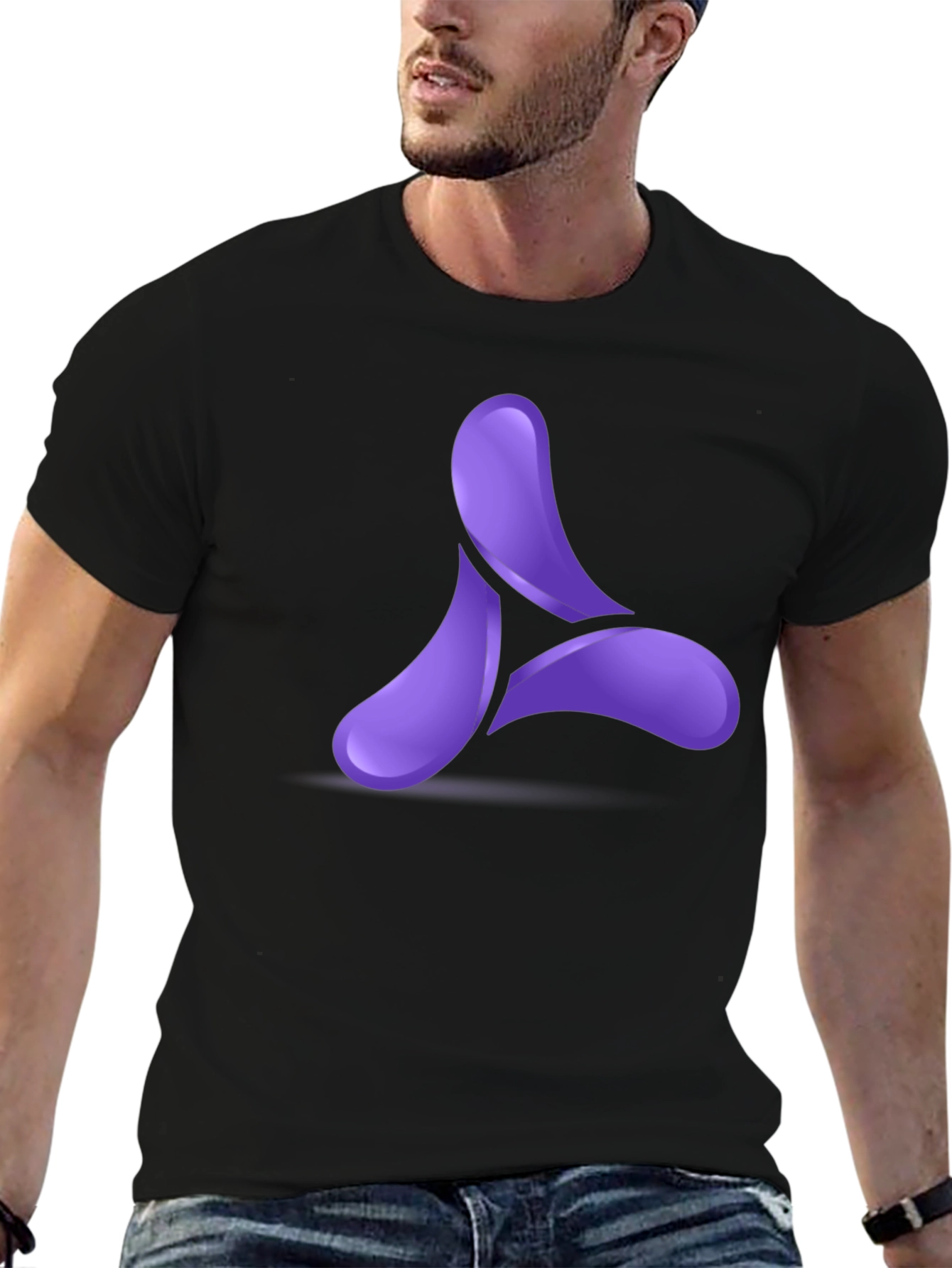 Modern Purple Logo Black T-Shirt