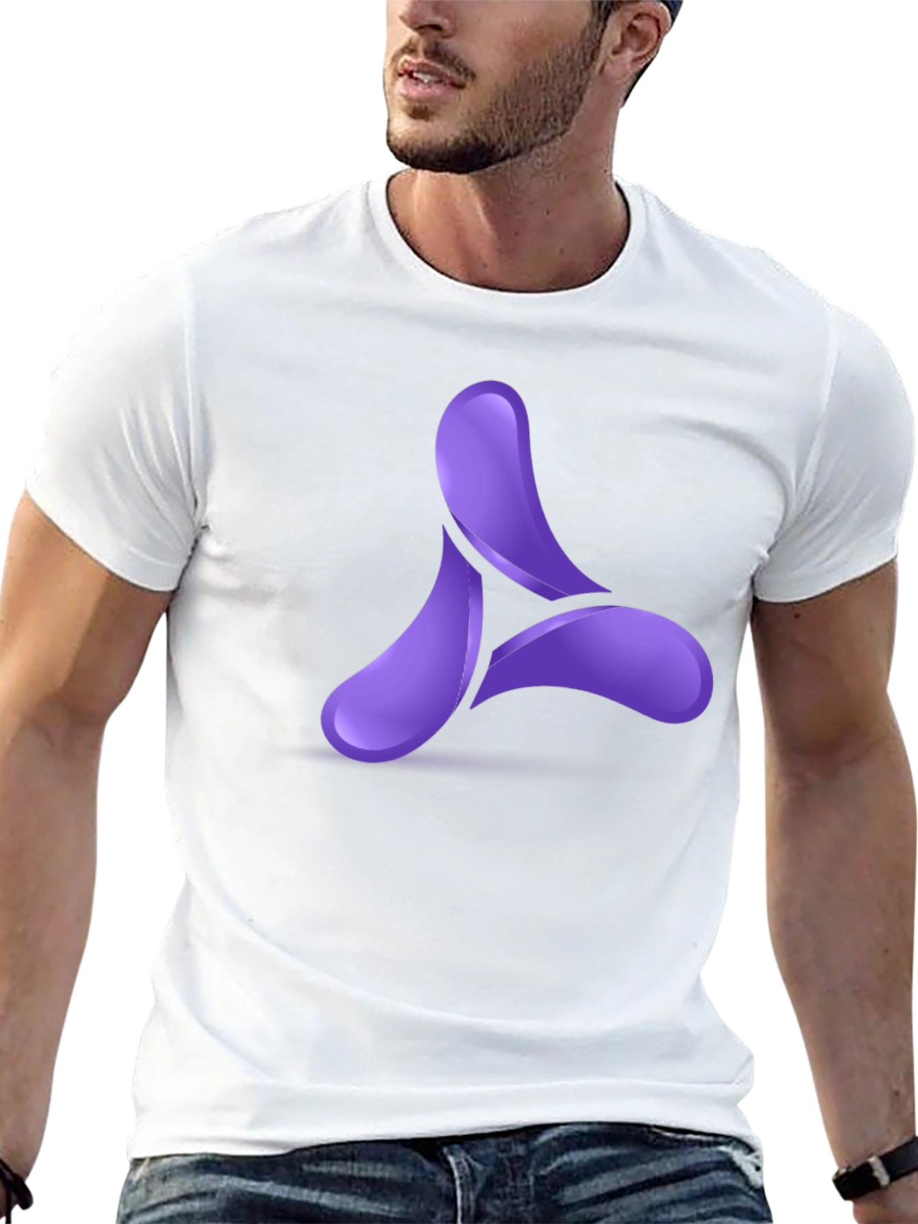 Modern Purple Logo Black T-Shirt