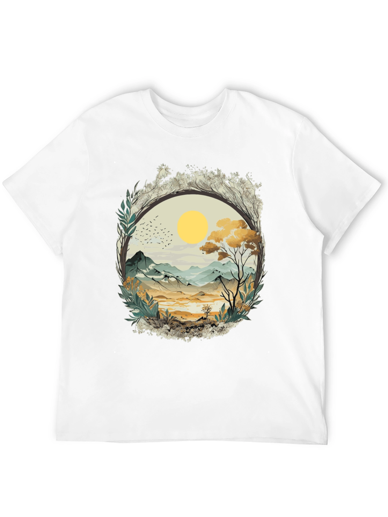 Nature Scene Graphic Tee - Black Cotton Comfort