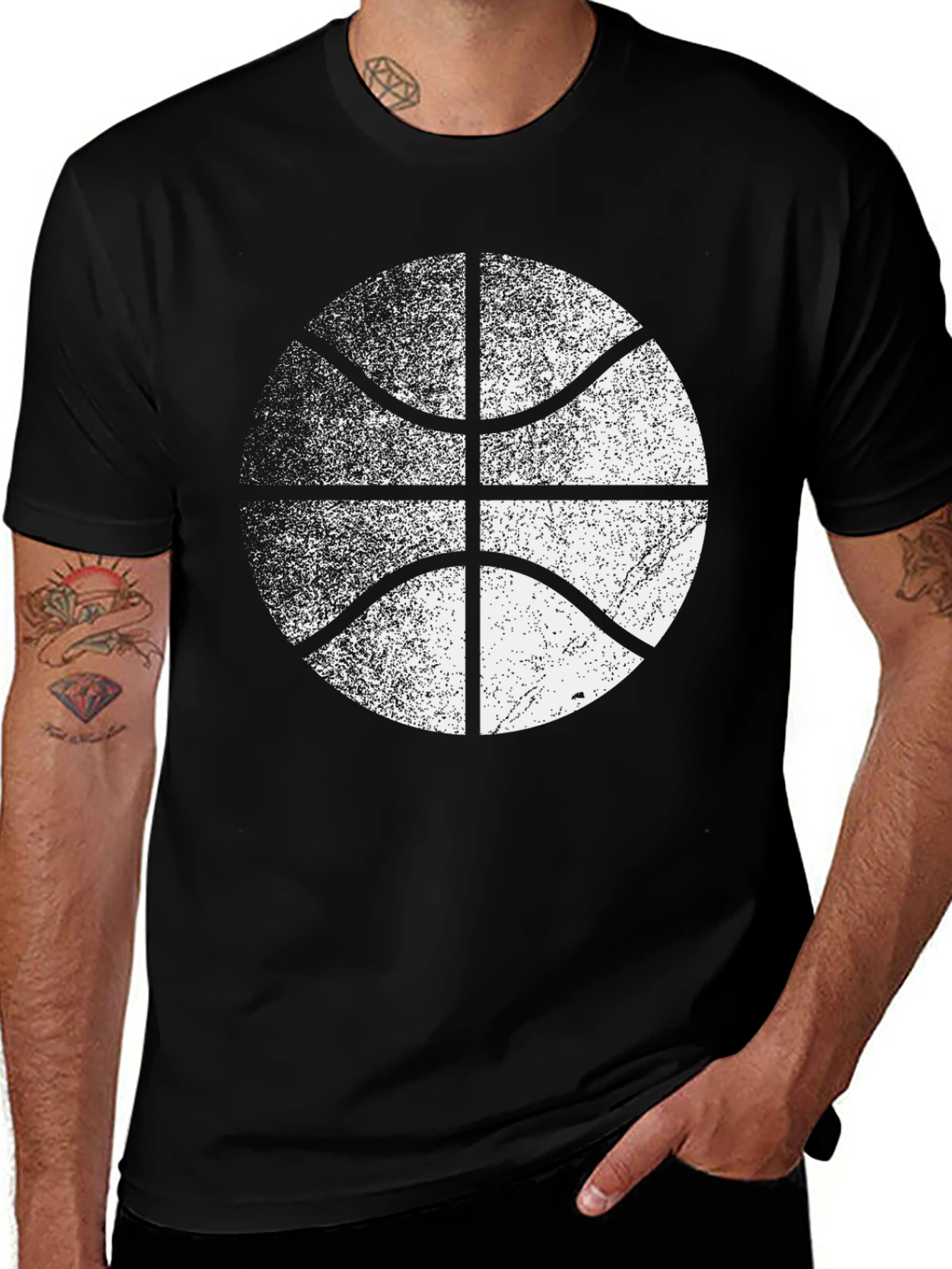 Distressed Basketball Graphic Tee - Cool Sport Shirt