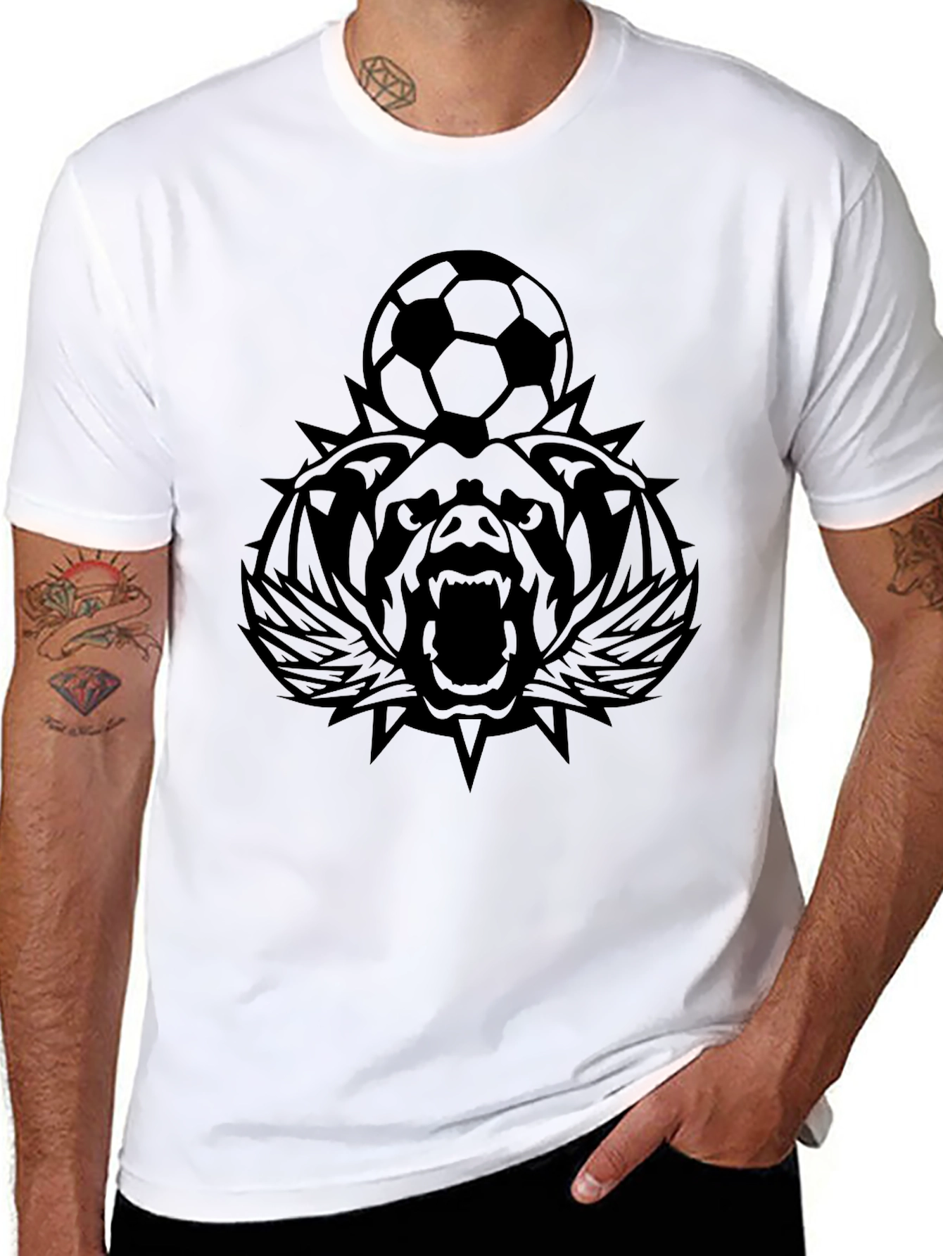 Bear Soccer Black T-Shirt