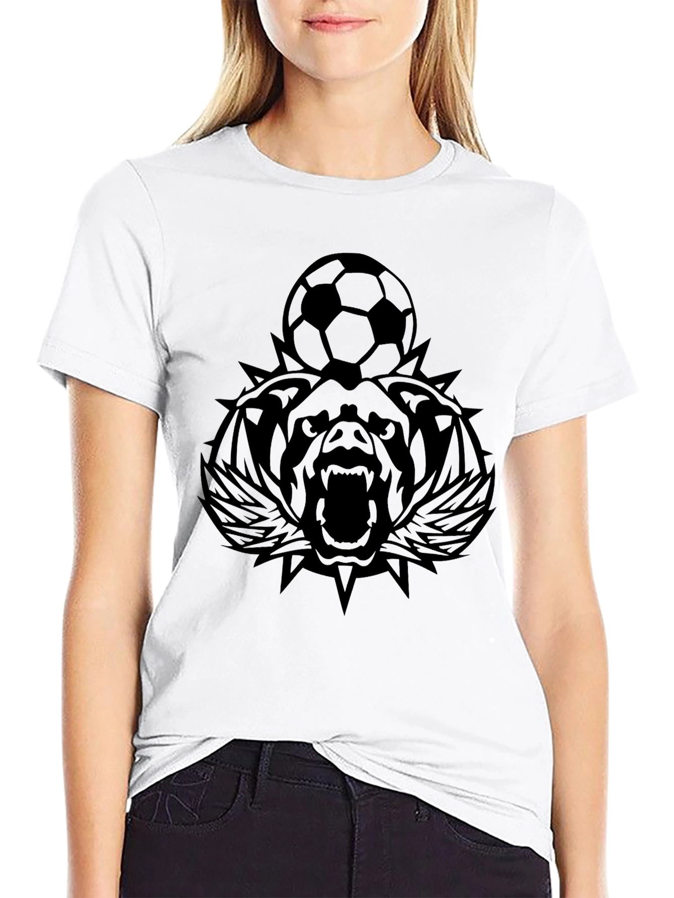 Bear Soccer Black T-Shirt