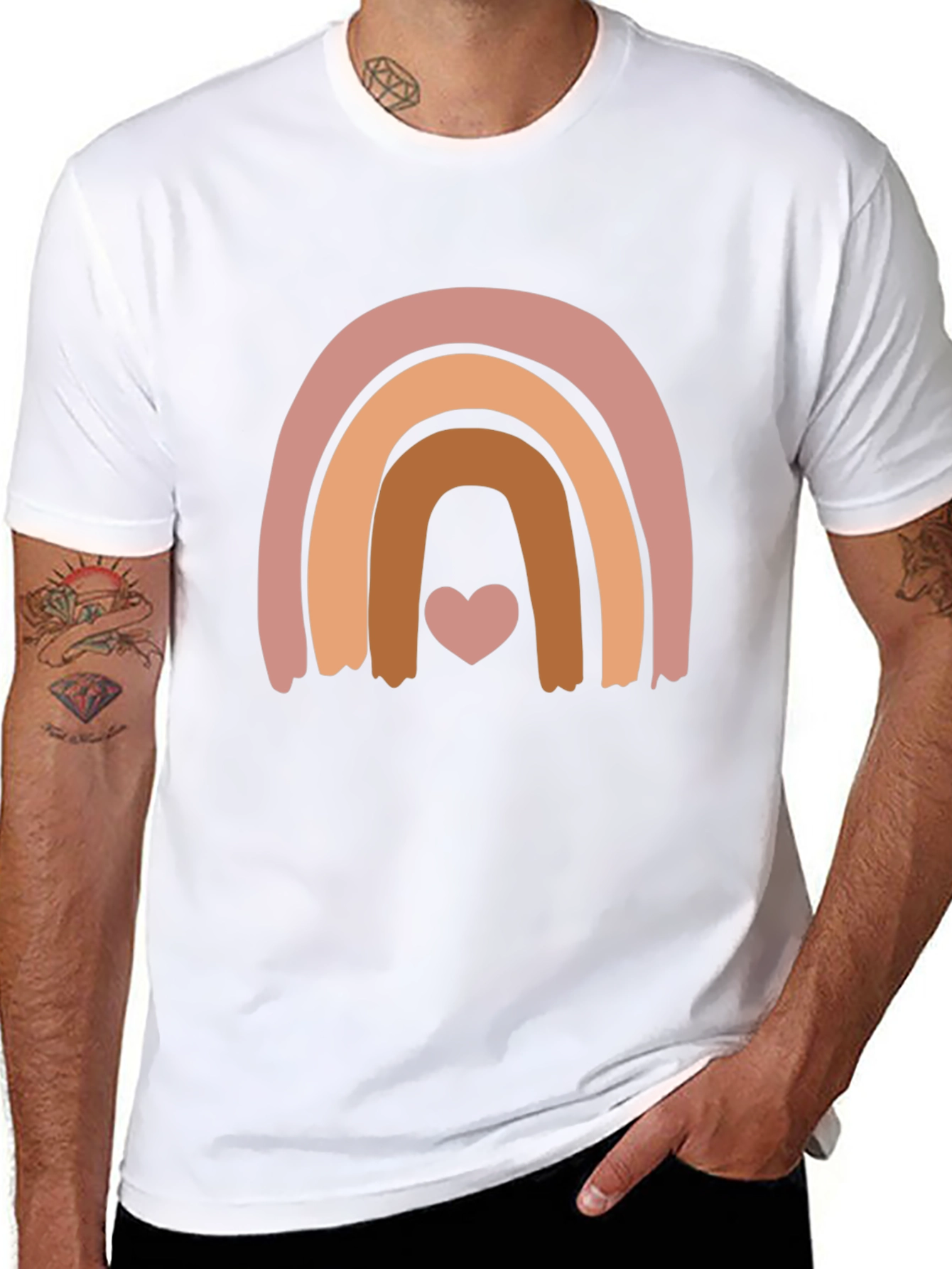 Boho Rainbow Heart Graphic Tee