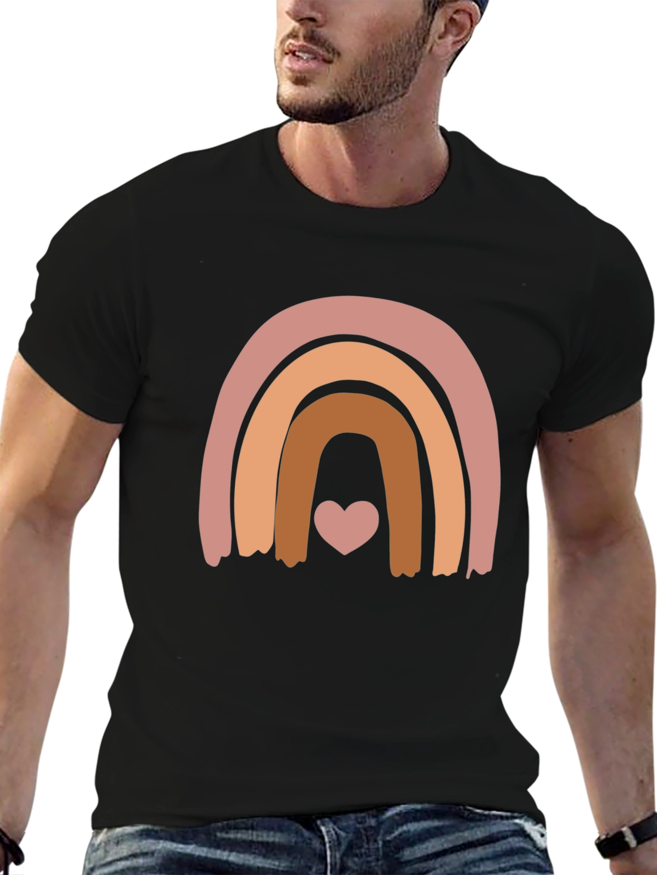 Boho Rainbow Heart Graphic Tee