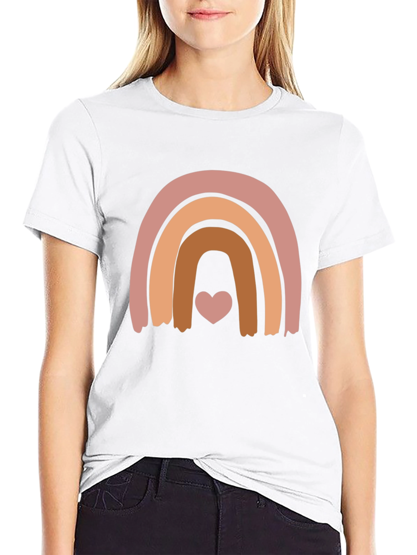 Boho Rainbow Heart Graphic Tee