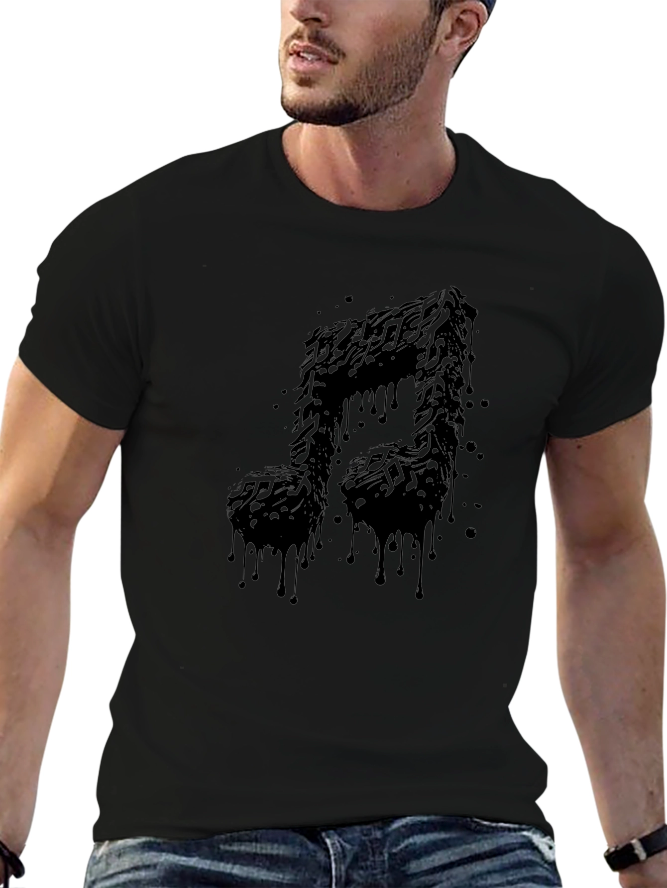 Musical Note Graphic Tee - Black