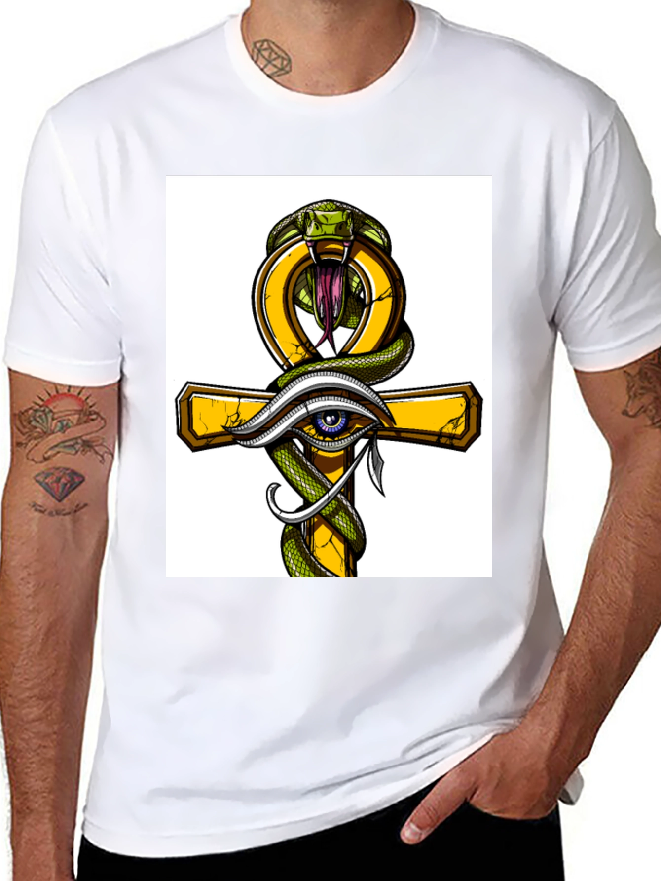 Ankh Snake & Eye T-Shirt - Stylish Graphic Tee