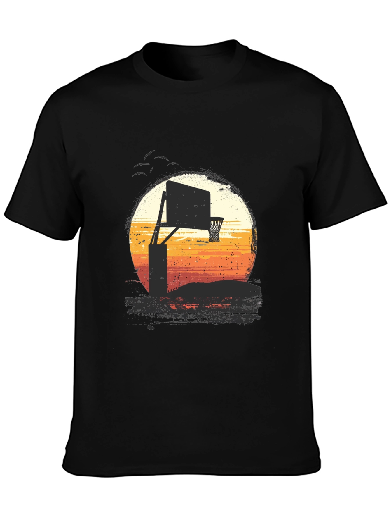 Sunset Basketball Hoop Graphic Tee