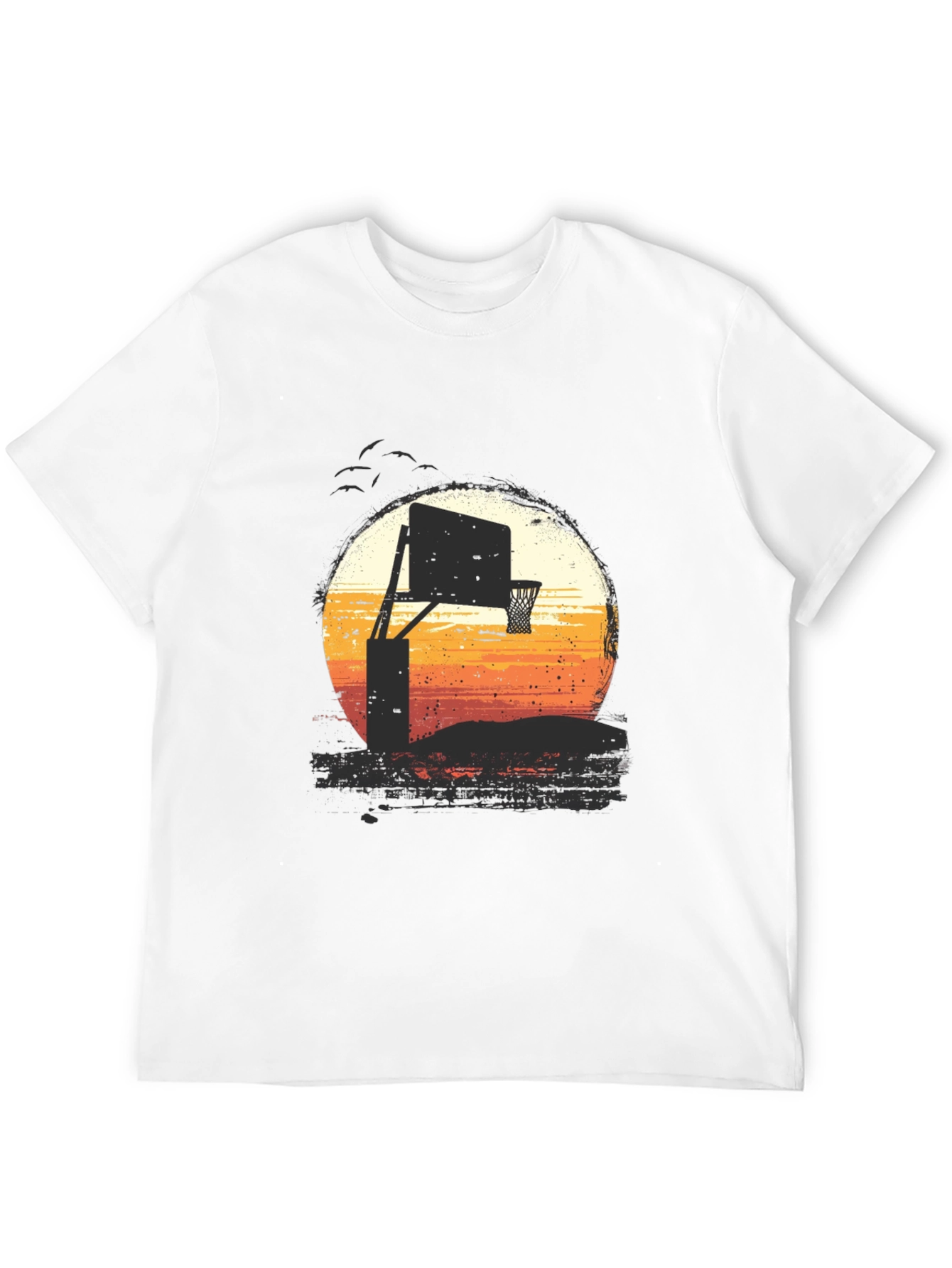 Sunset Basketball Hoop Graphic Tee