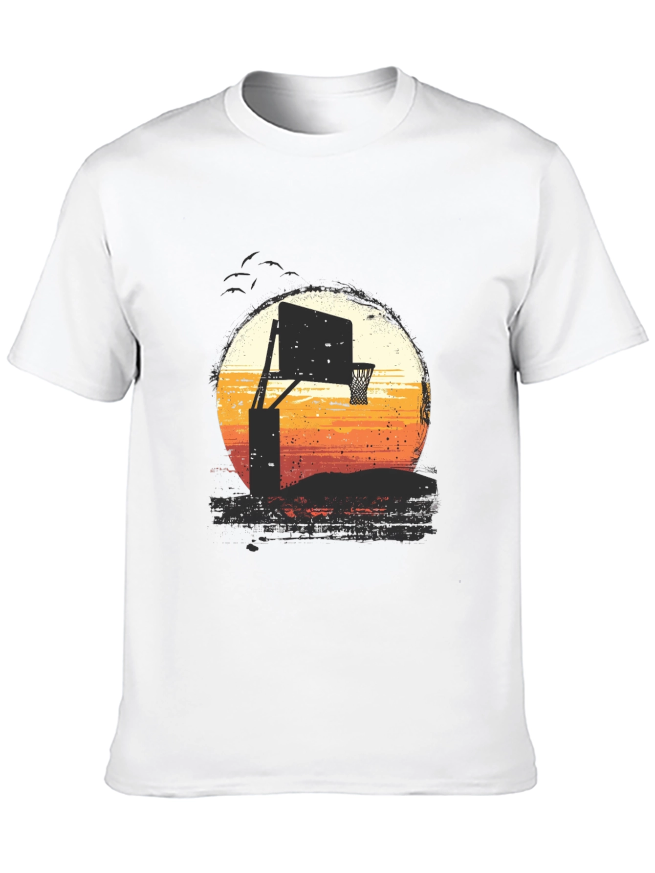Sunset Basketball Hoop Graphic Tee