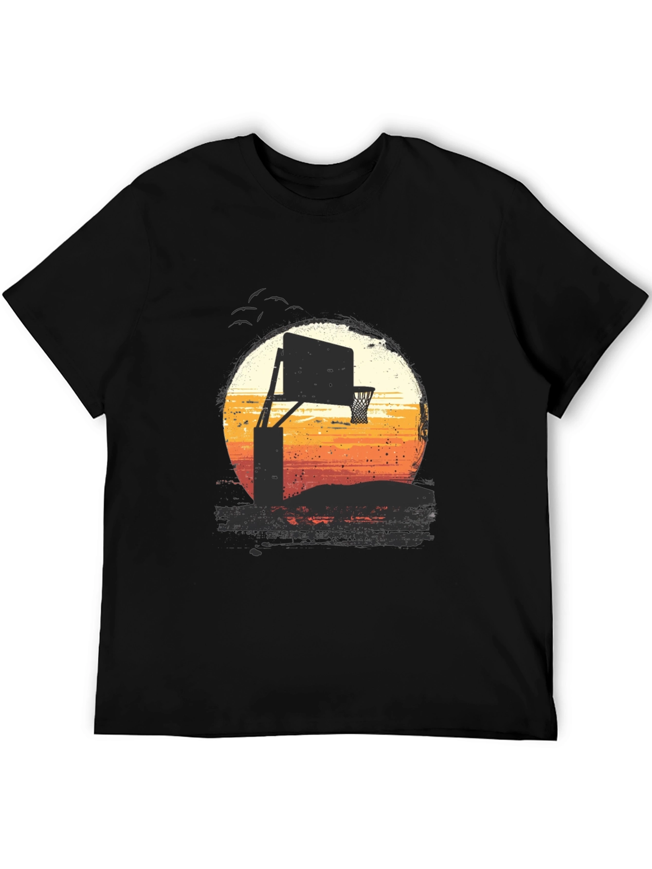 Sunset Basketball Hoop Graphic Tee