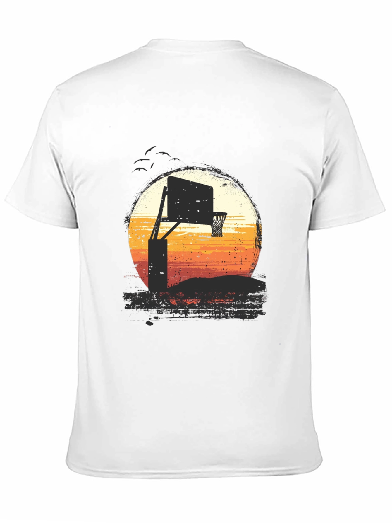 Sunset Basketball Hoop Graphic Tee
