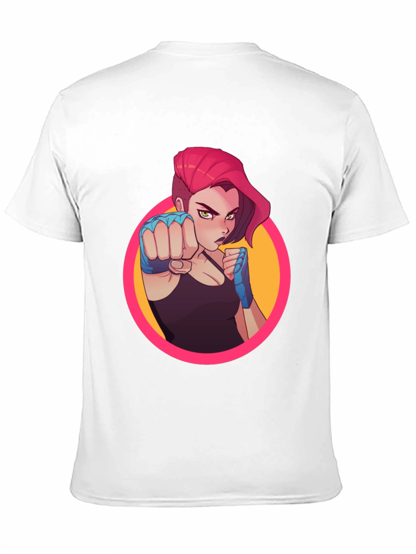 Fighter Girl Graphic Print Black T-Shirt