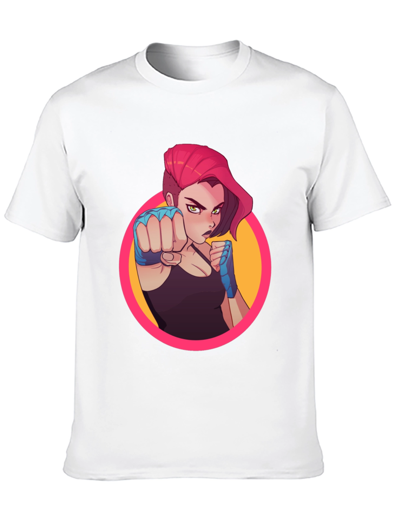 Fighter Girl Graphic Print Black T-Shirt