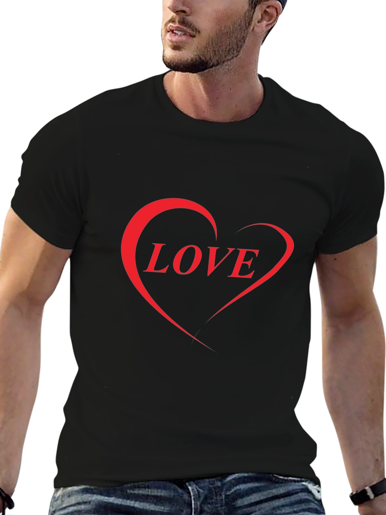 Love Heart Graphic Black T-Shirt - Stylish Casual Wear