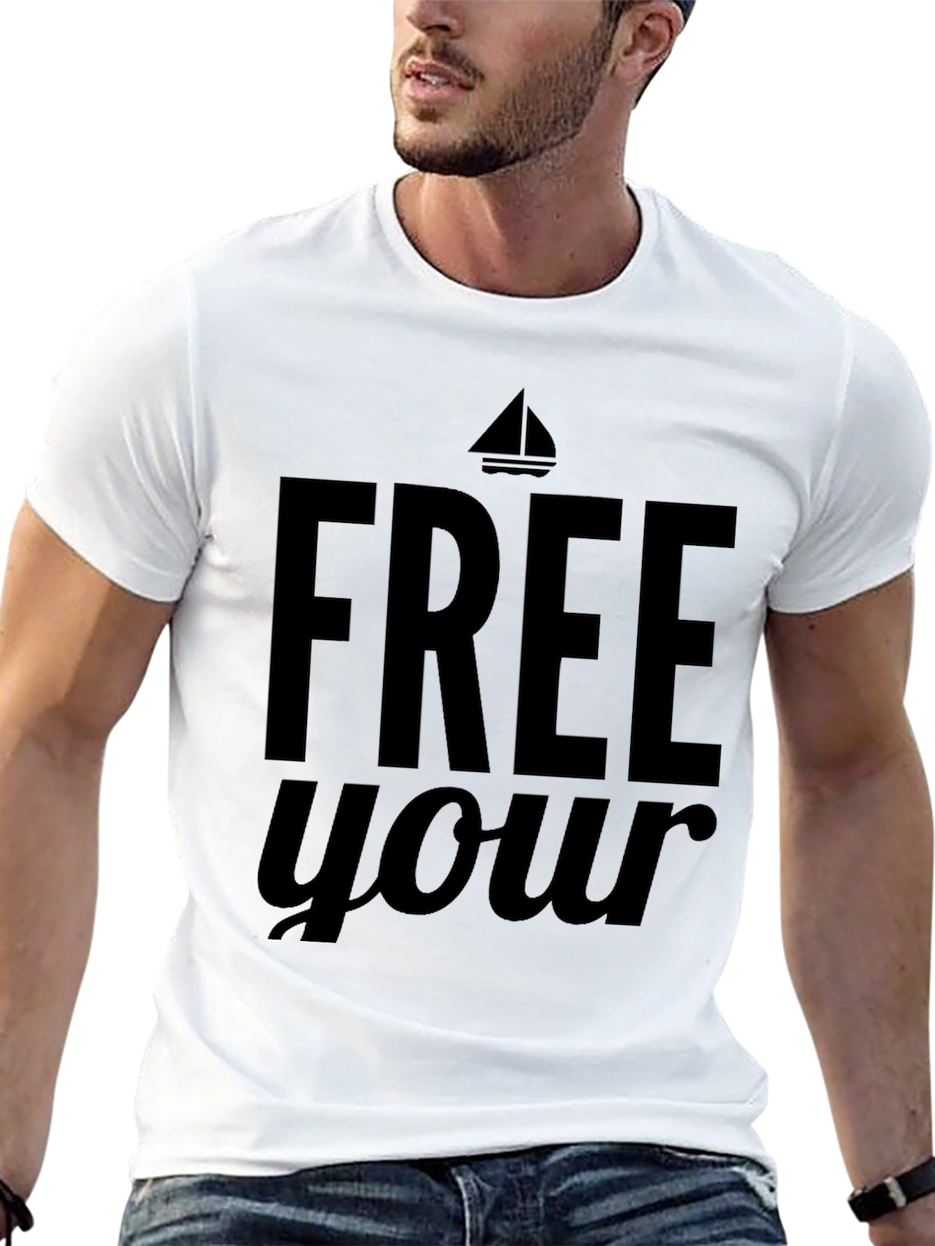 Free Your Sail T-Shirt - Relaxed Fit Black Tee