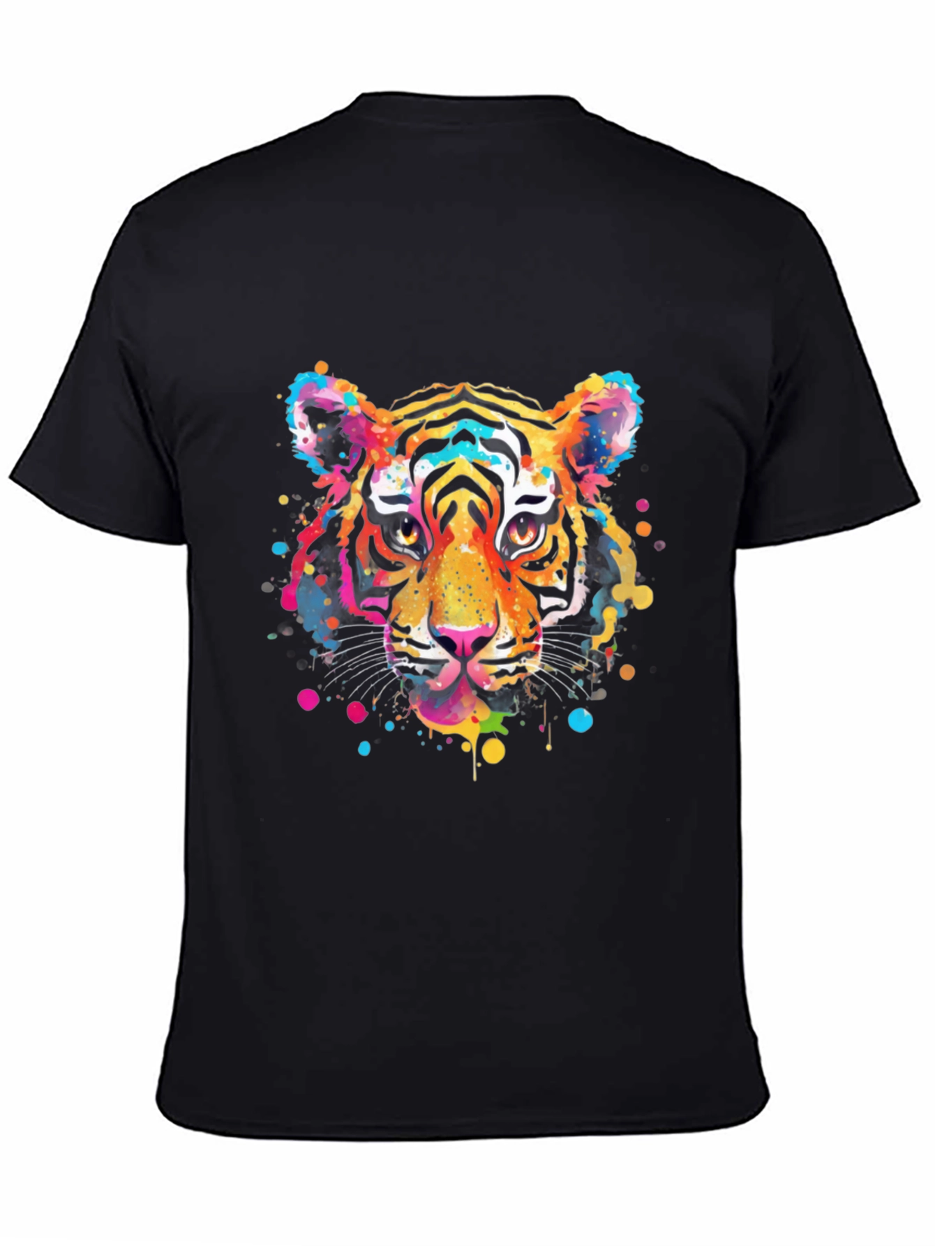 Vibrant Tiger Graphic Print Black T-Shirt