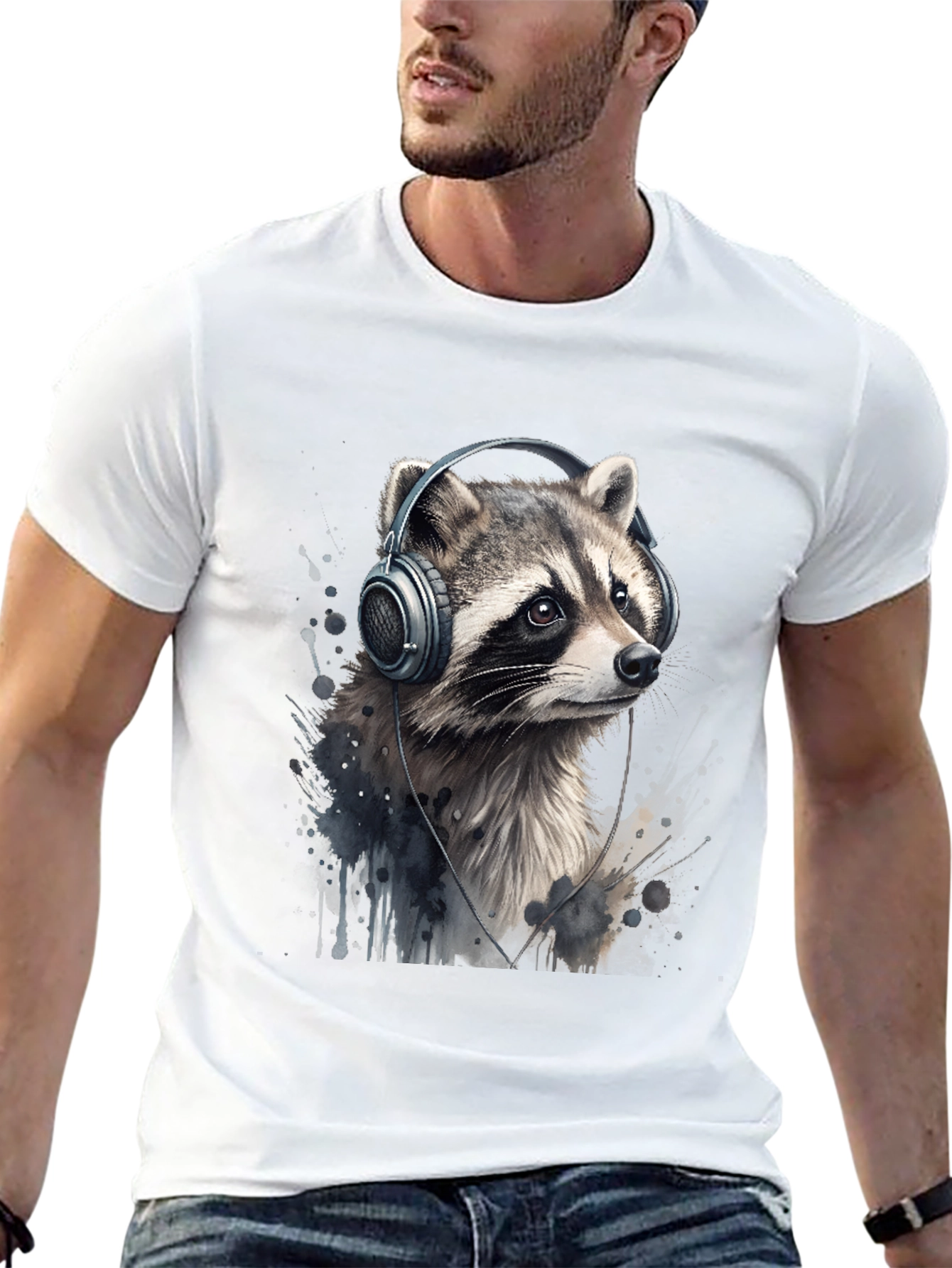 Raccoon Headphones Graphic Tee