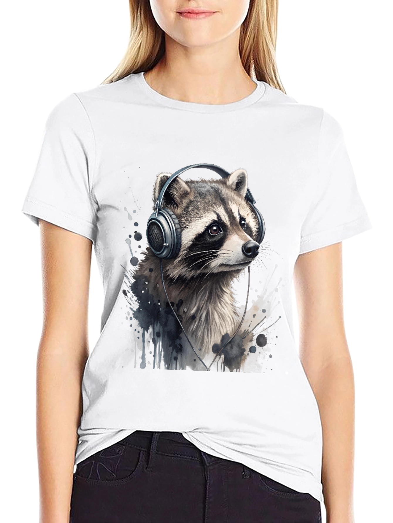 Raccoon Headphones Graphic Tee