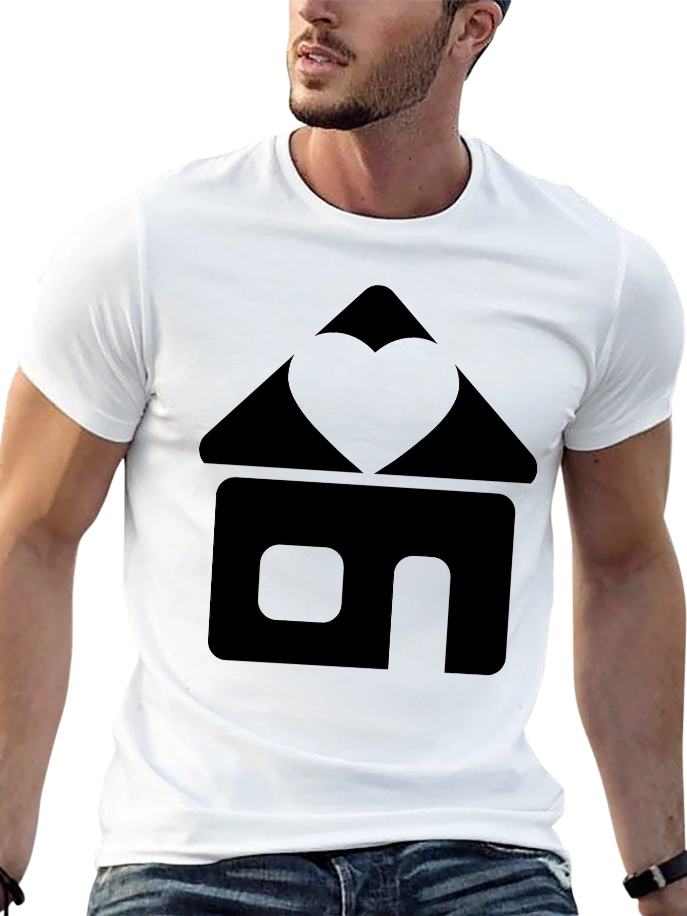 Heart Home Graphic Tee - Black Cotton T-Shirt