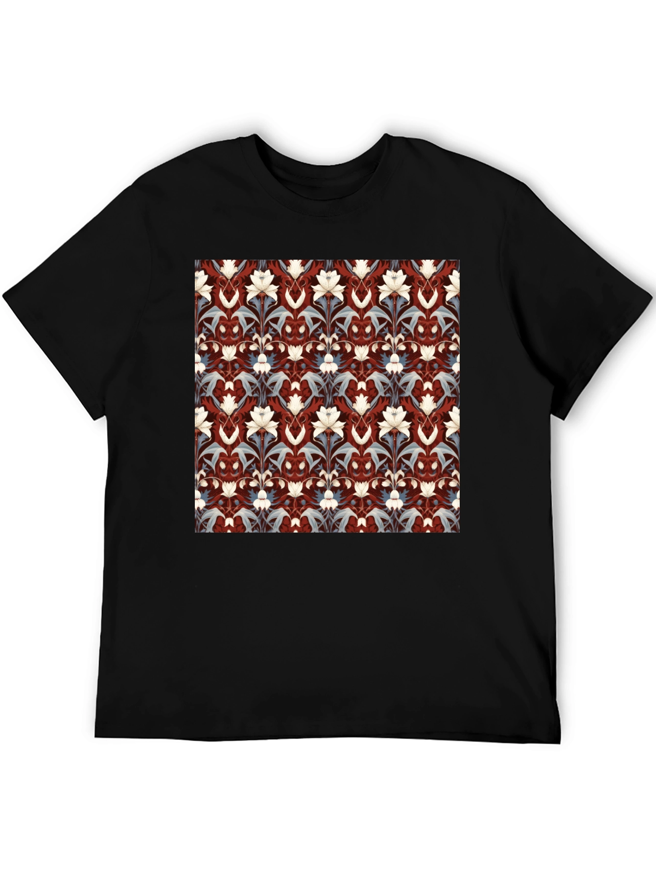Floral Patterned Black T-Shirt