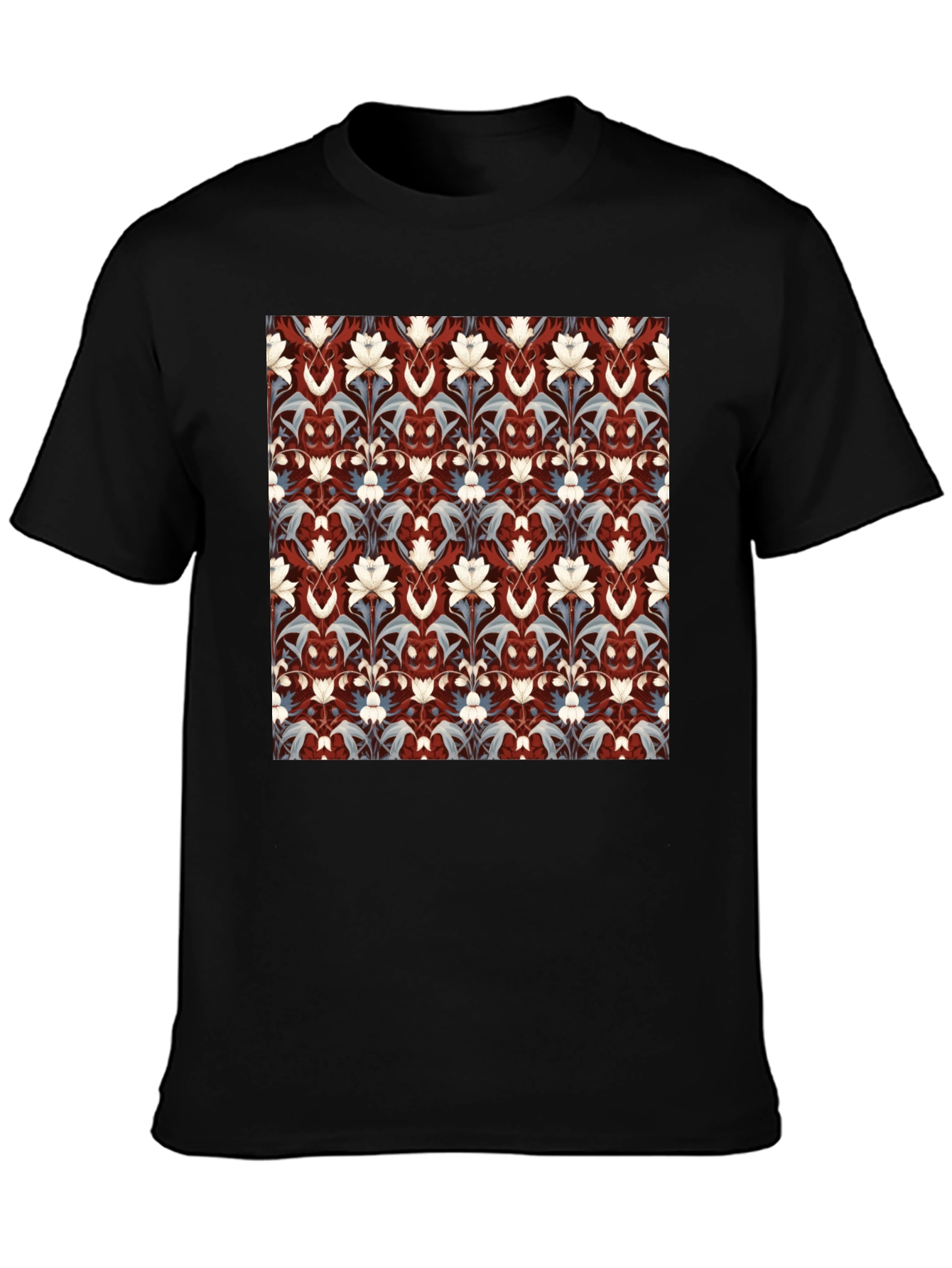 Floral Patterned Black T-Shirt